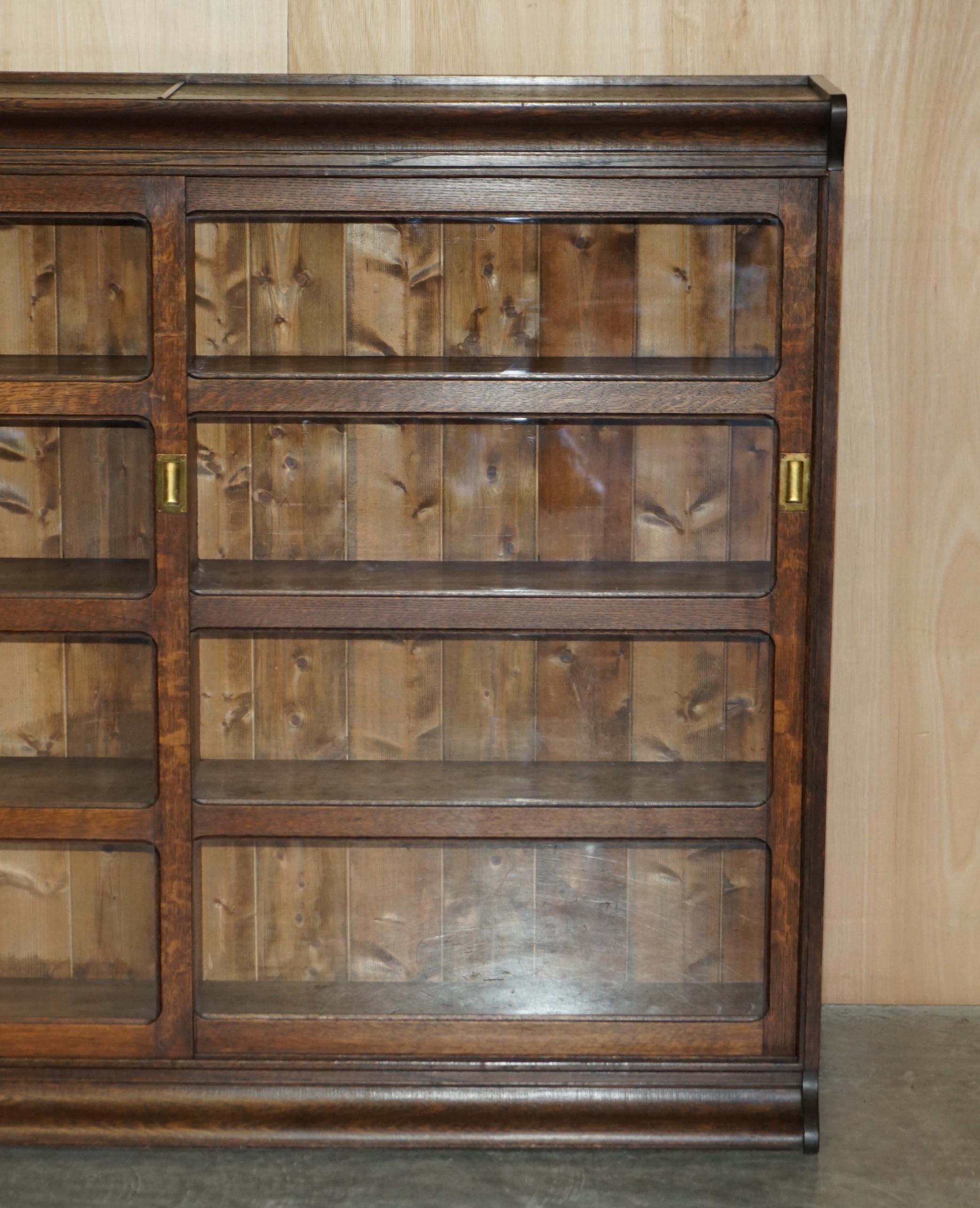 English Victorian Oak Haberdashery Apothecary Glazed Door Library Bookcase Sideboard For Sale