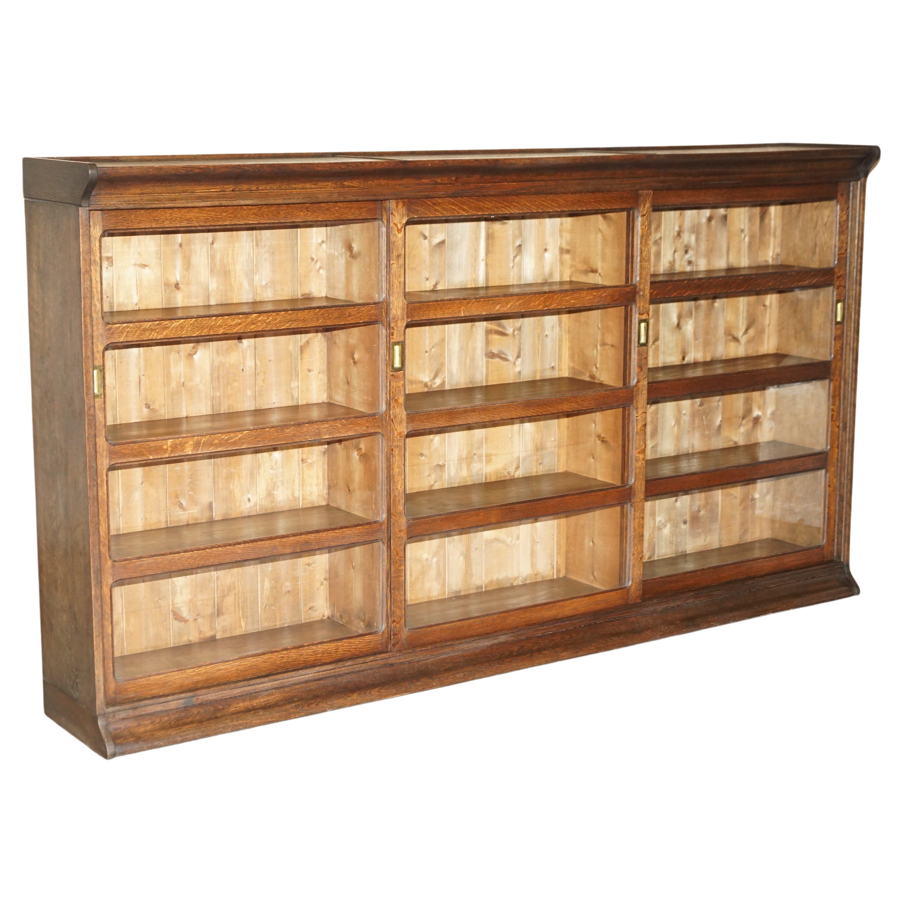 Victorian Oak Haberdashery Apothecary Glazed Door Library Bookcase Sideboard For Sale
