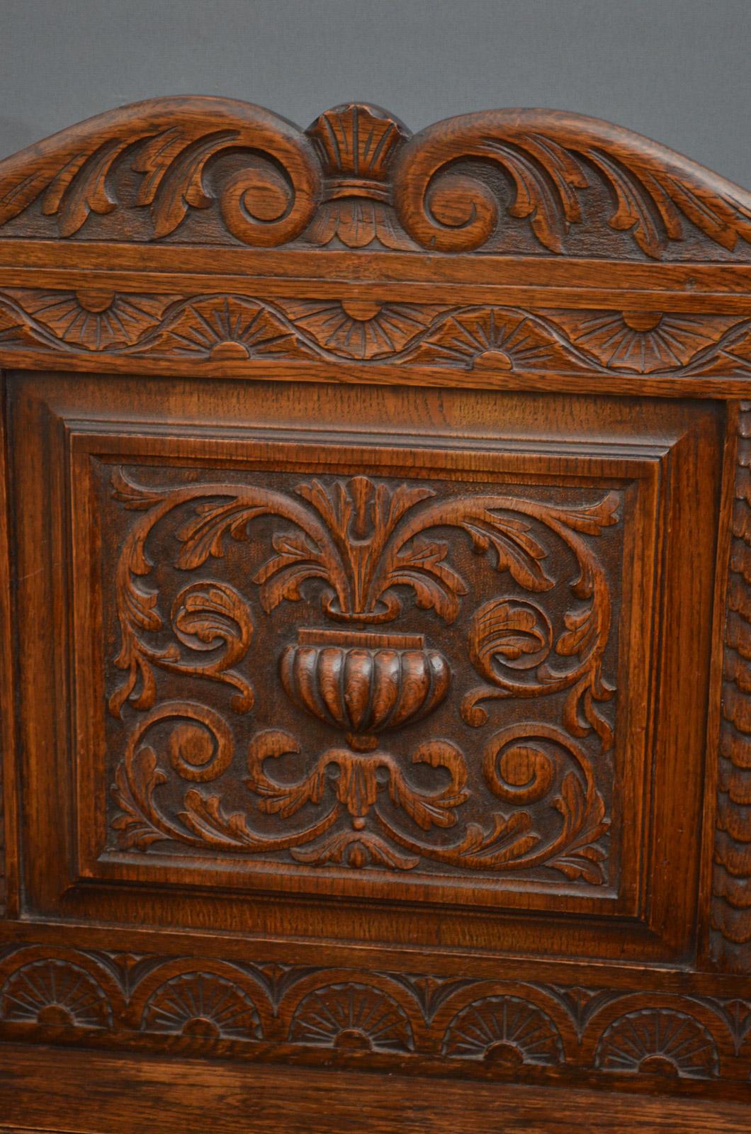 Late 19th Century Victorian Oak Hall Bench, Box Settle