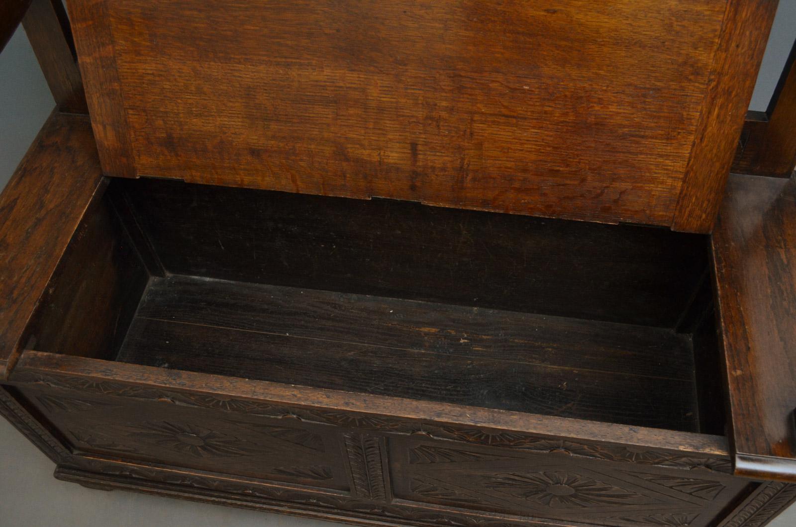 Victorian Oak Hall Bench, Box Settle 1