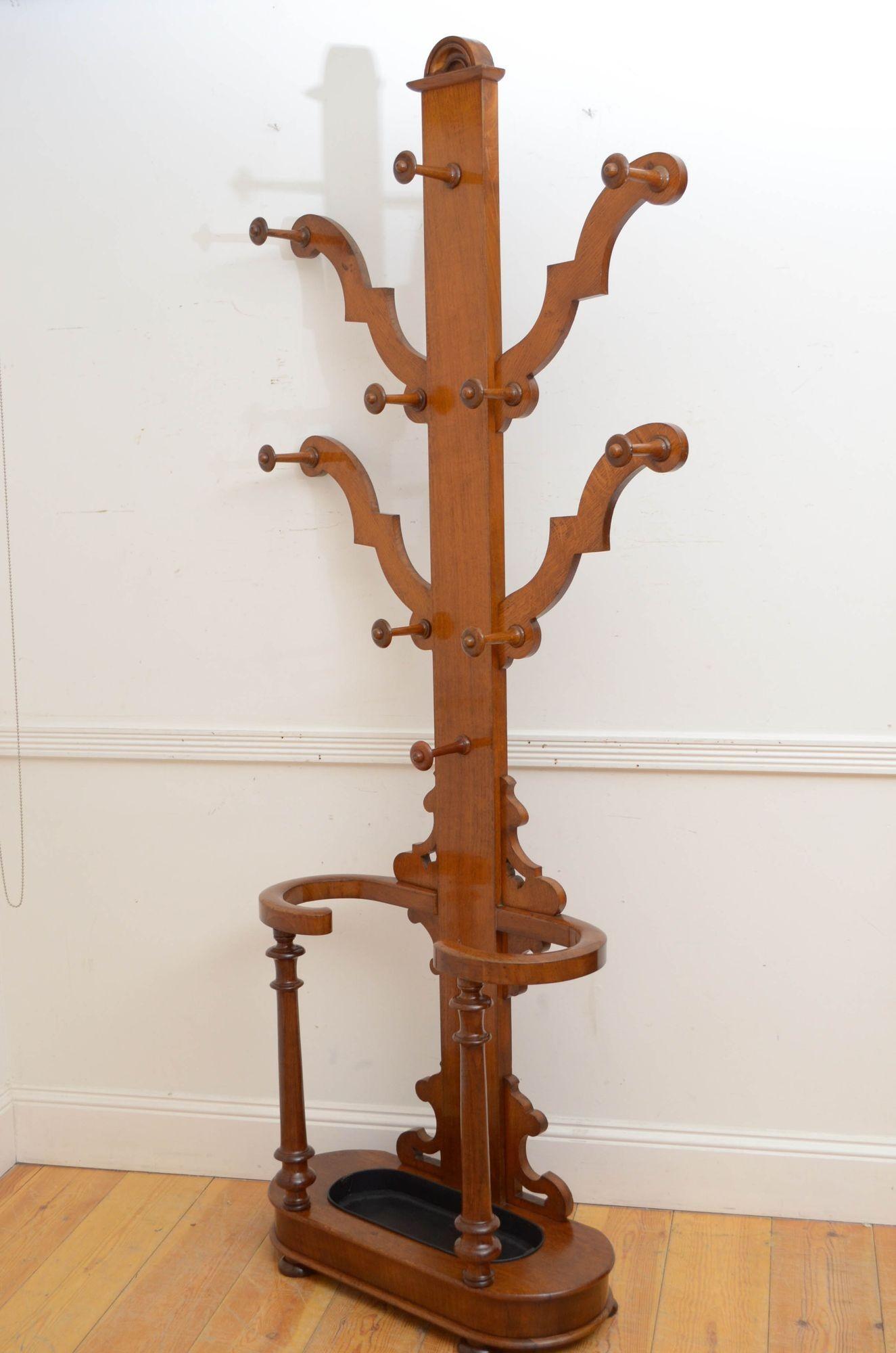 Victorian Oak Hall Stand Coat Stand For Sale 8