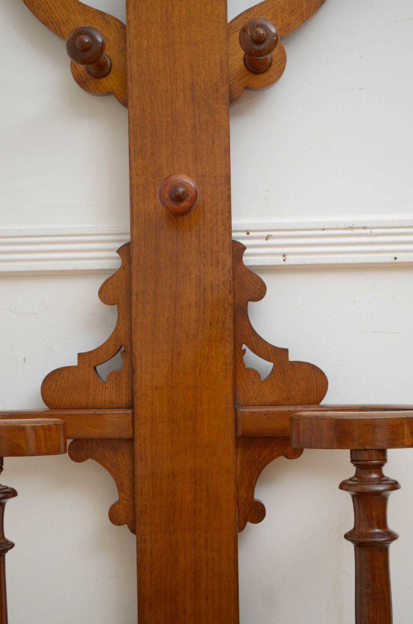 Victorian Oak Hall Stand Coat Stand For Sale 2