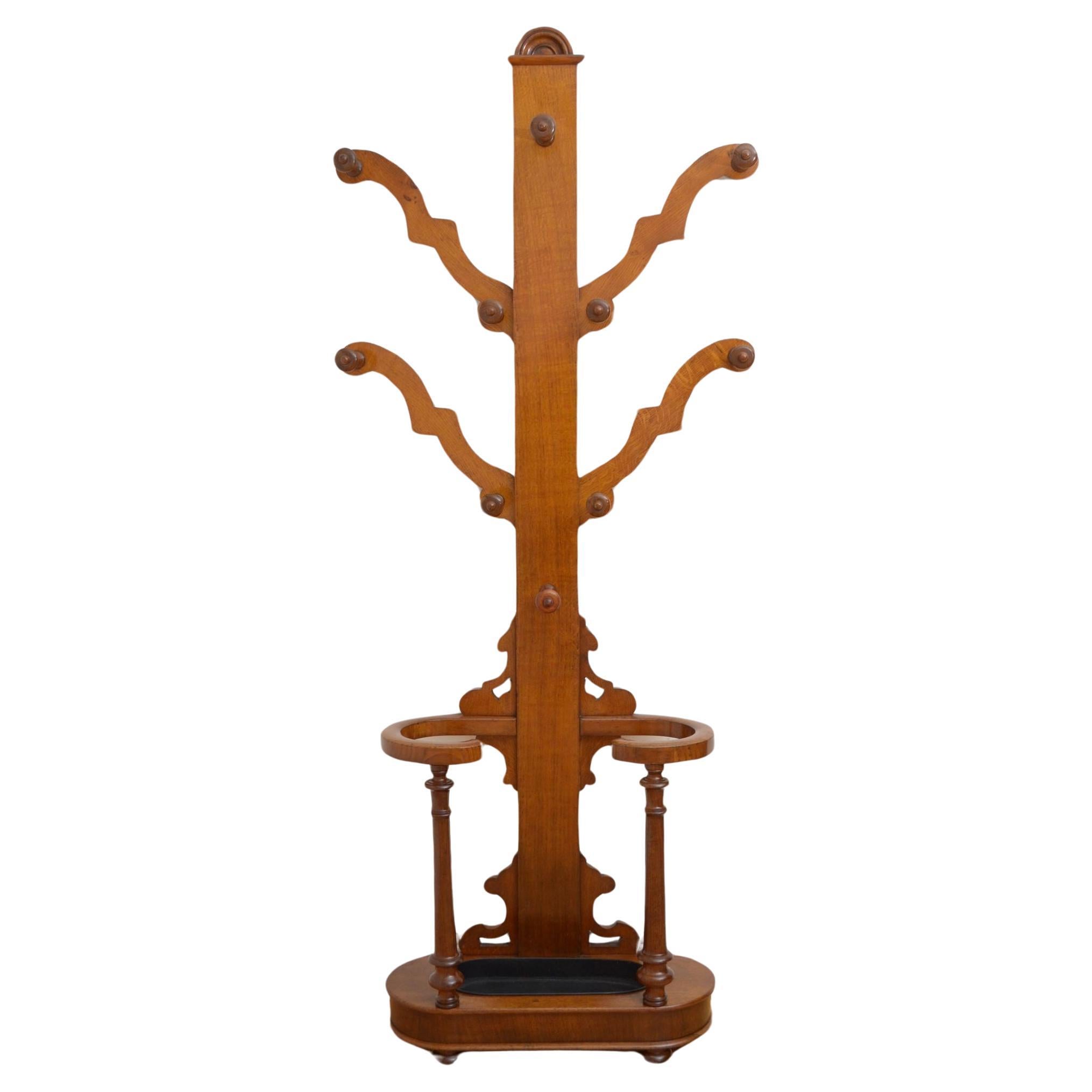 Victorian Oak Hall Stand Coat Stand For Sale