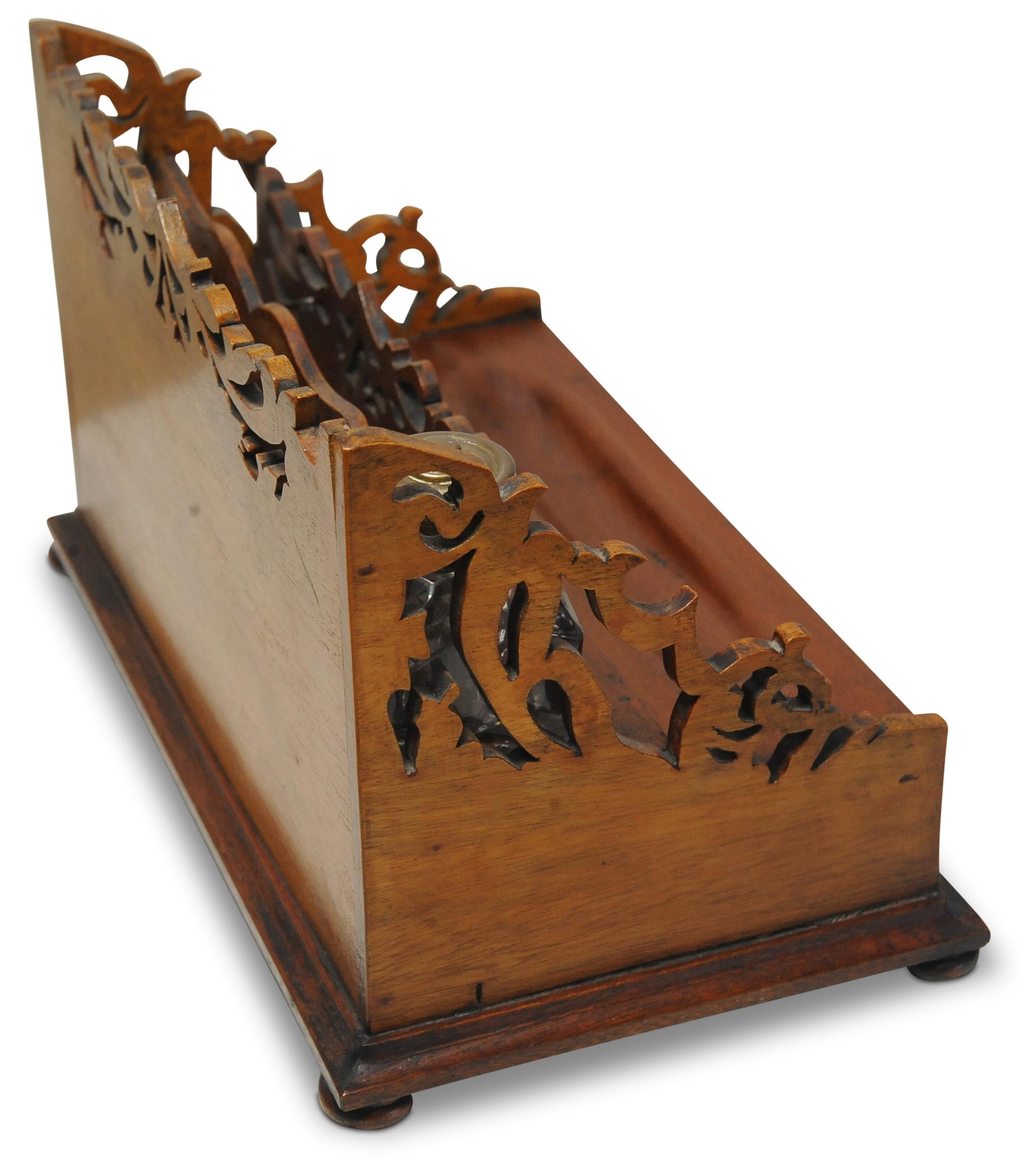 19th Century Victorian Oak Hand Crafted Letter Rack With Intricately Cut Art Nouveau Motifs For Sale
