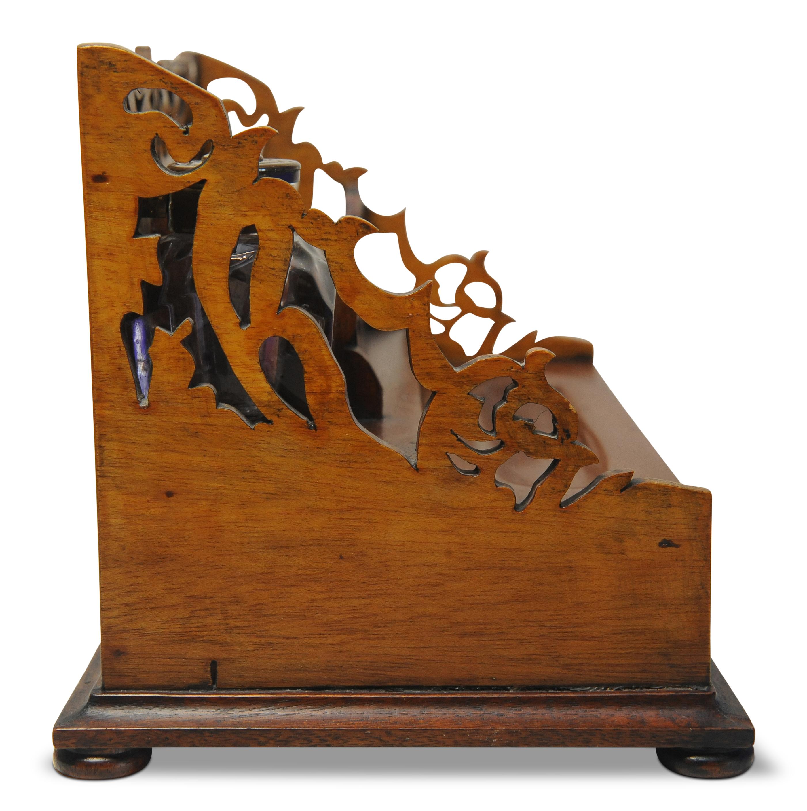 Brass Victorian Oak Hand Crafted Letter Rack With Intricately Cut Art Nouveau Motifs For Sale