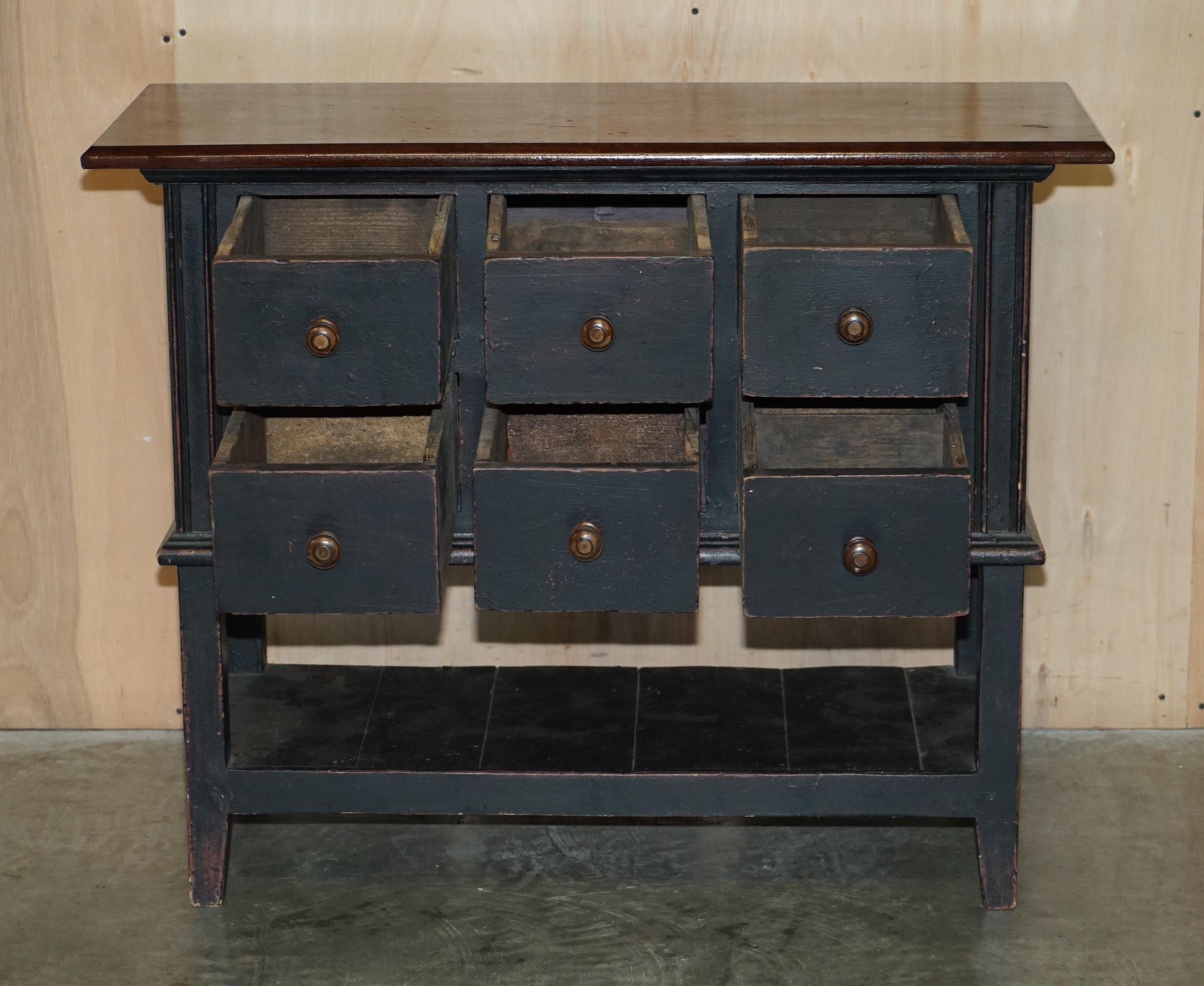 Victorian Oak Hand Painted Haberdashery Apothecary Sideboard Chest of Drawers 7