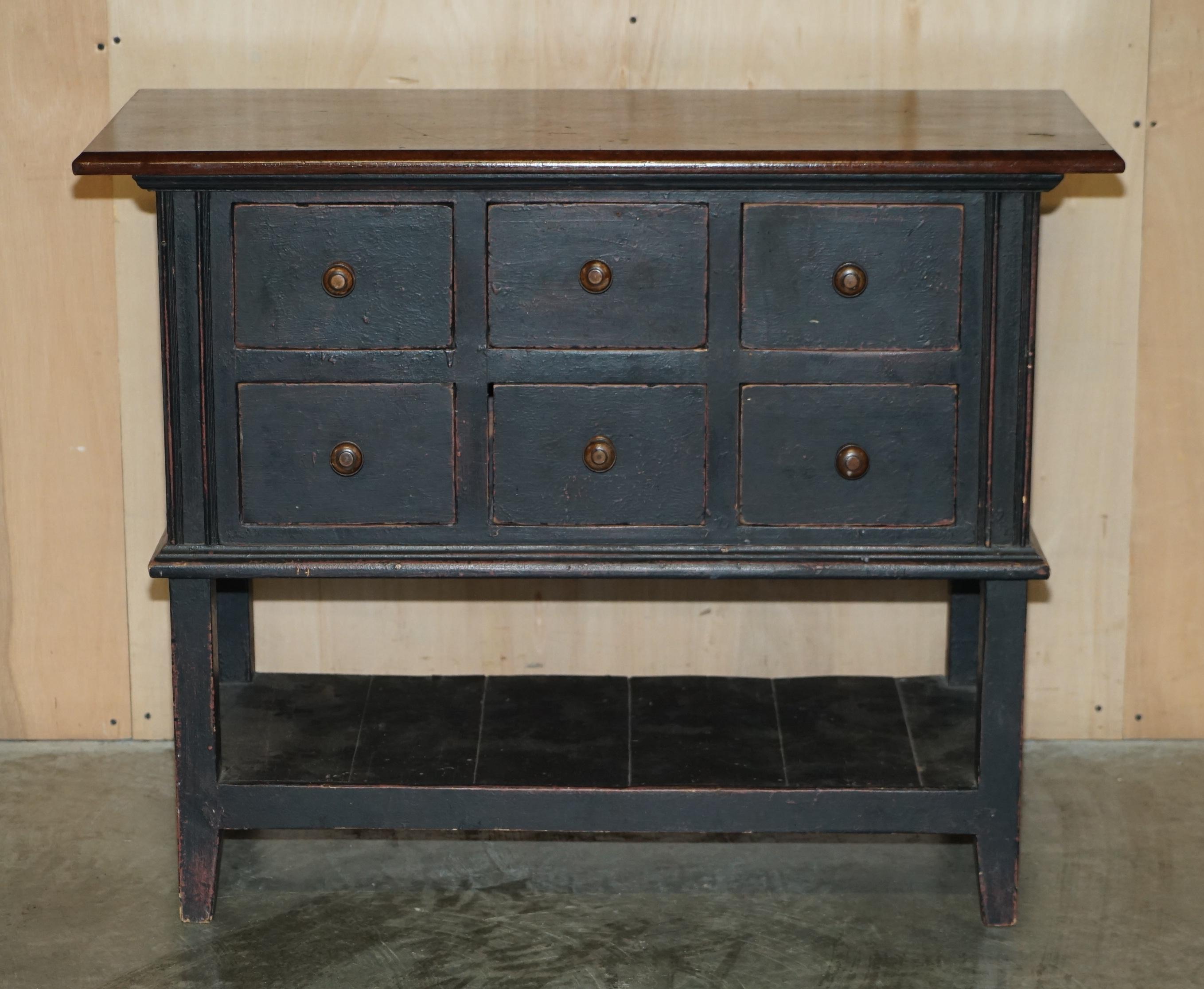 We are delighted to offer for sale this stunning Victorian Apothecary or Haberdashery sideboard with six large drawers and the original French Country hand painted finish.

This is a very good looking and well made piece. It's a good height and
