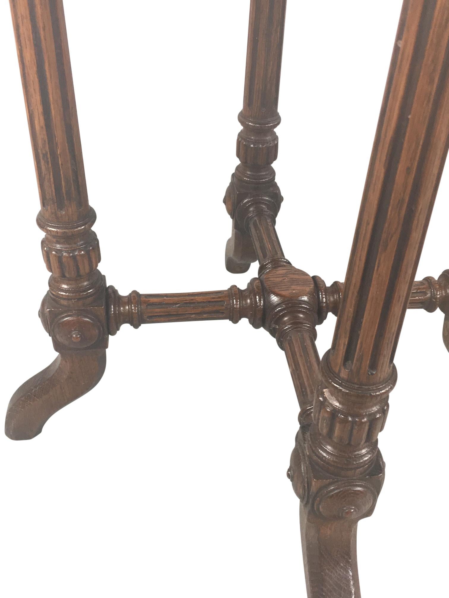 English Victorian Oak Hexagonal Occasional Table For Sale