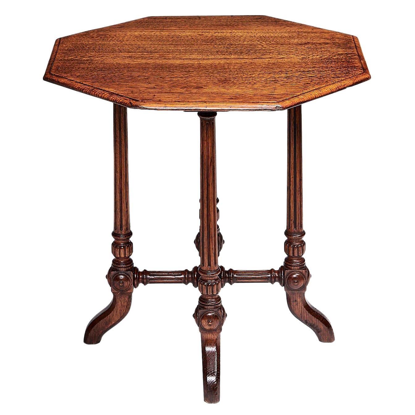 Victorian Oak Hexagonal Occasional Table  For Sale