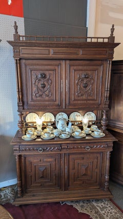 Victorian Oak Hunt Cabinet, England, 1890