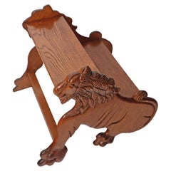 Victorian Oak Library Ladder in the Shape of a Lion