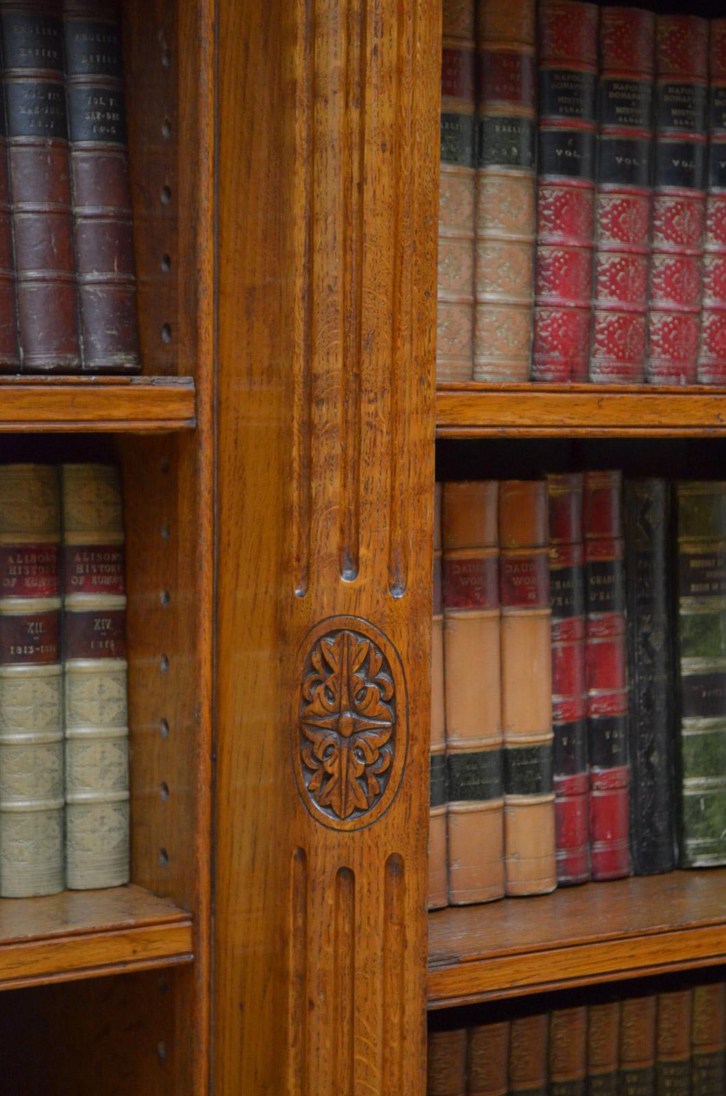Victorian Oak Low Open Bookcase 4