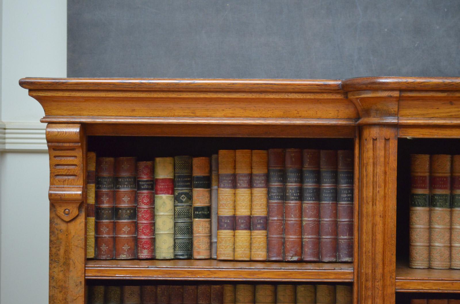 English Victorian Oak Low Open Bookcase