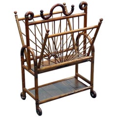 Antique Victorian Oak Magazine Rack