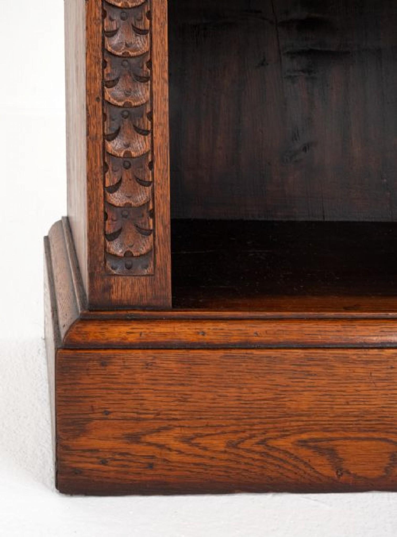 Victorian Oak Open Bookcase Carved 1880 For Sale 1