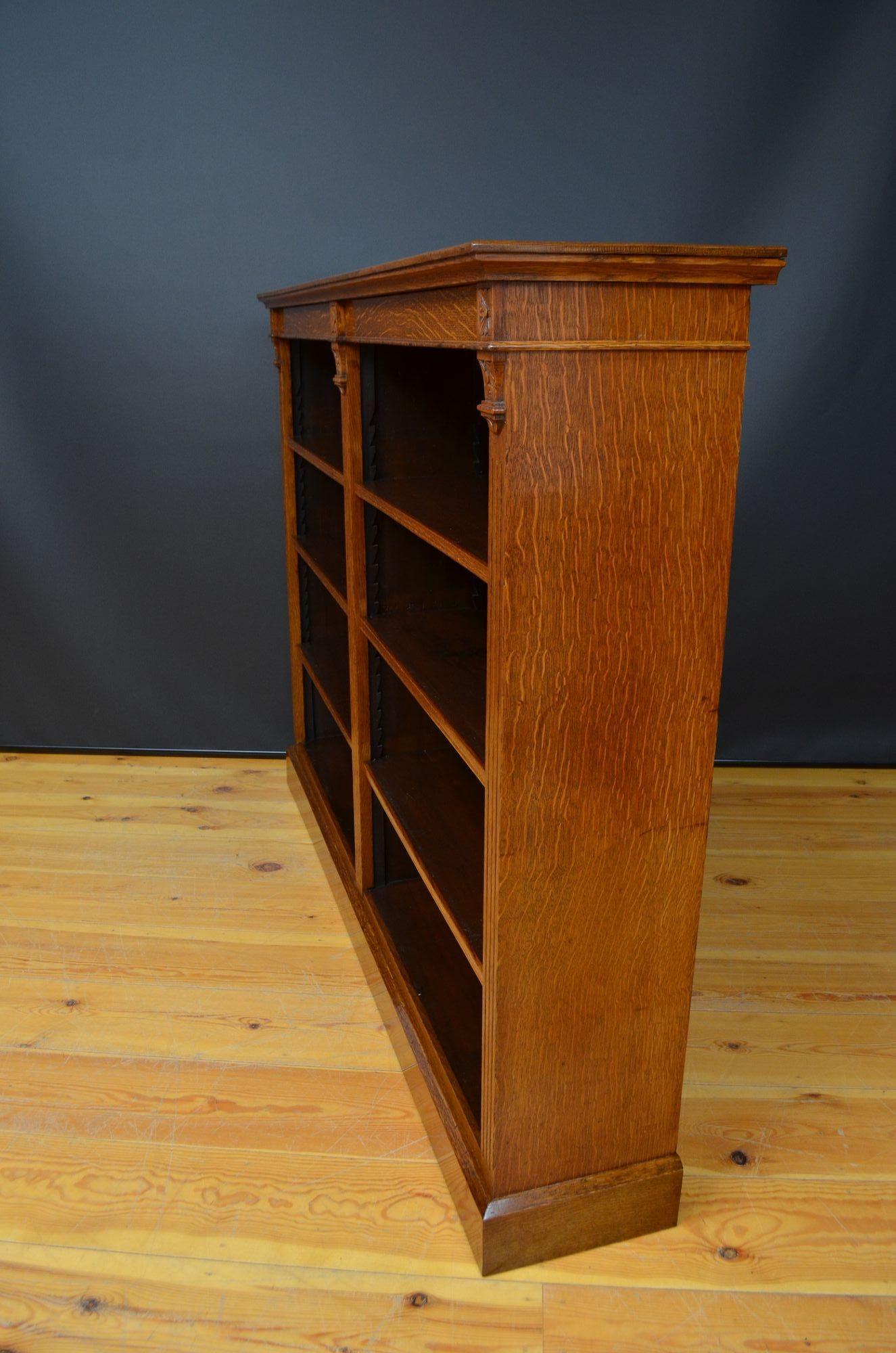 Victorian Oak Open Bookcase For Sale 8