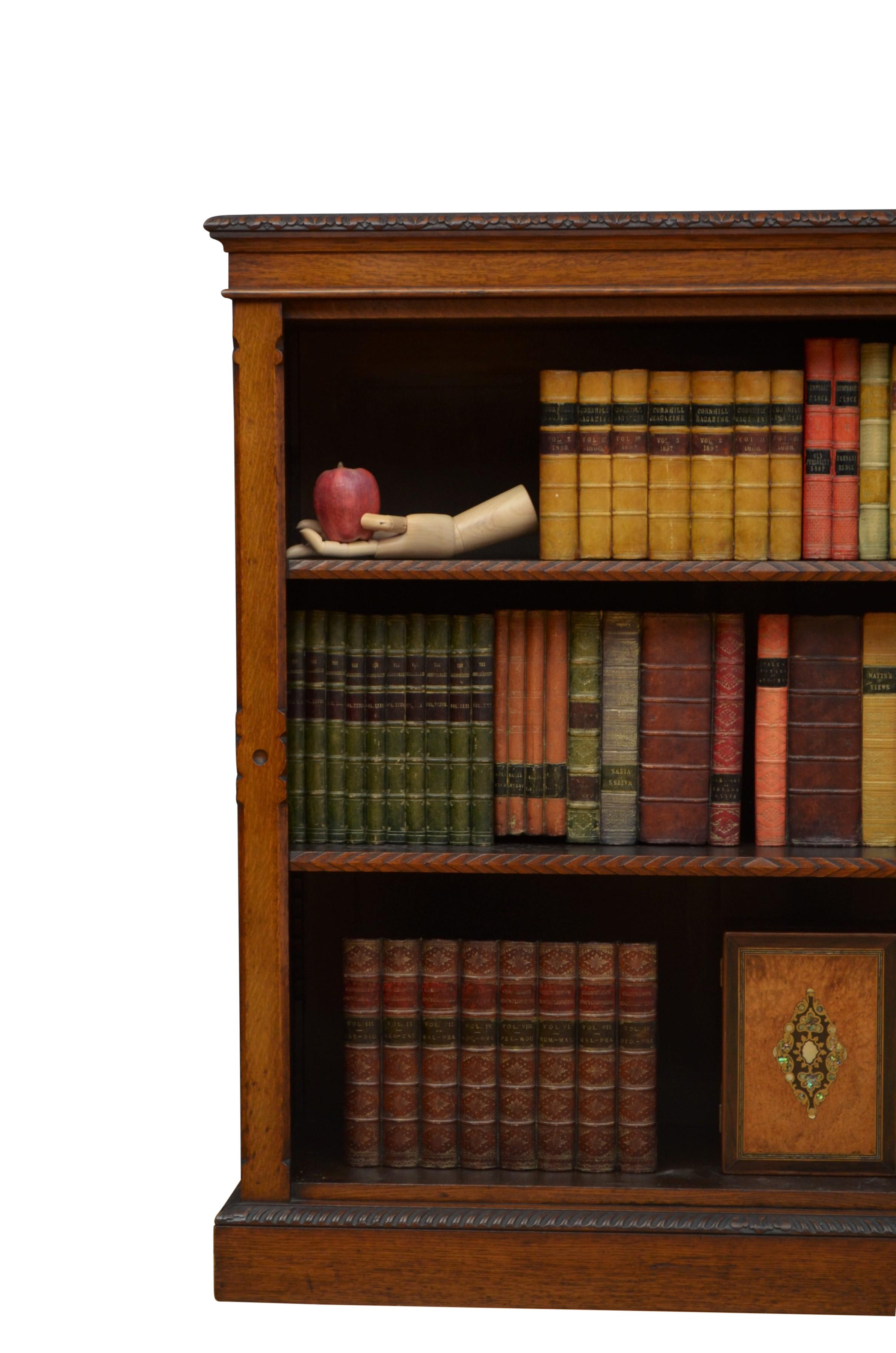 Victorian Oak Open Bookcase For Sale 8
