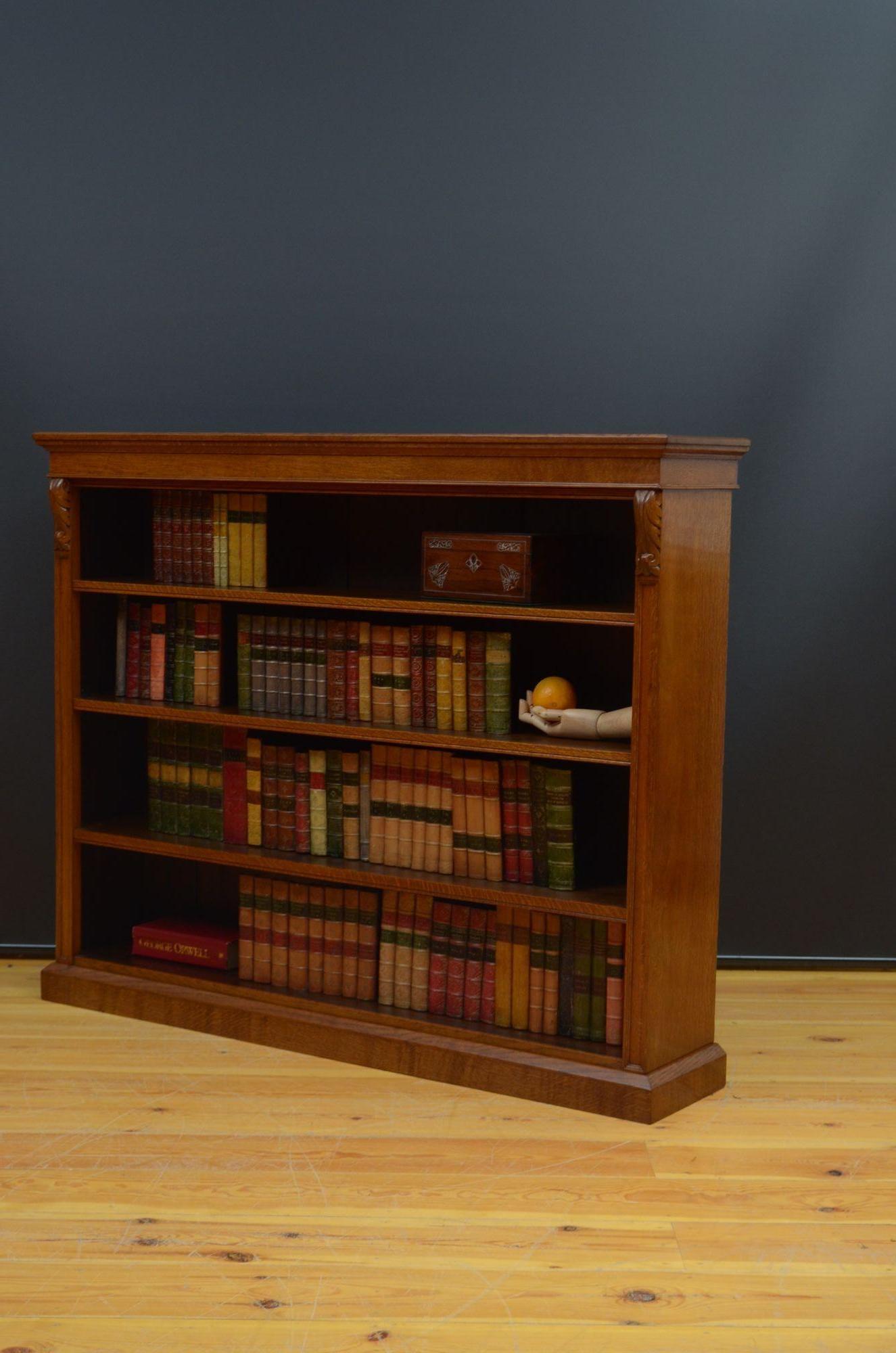 English Victorian Oak Open Bookcase