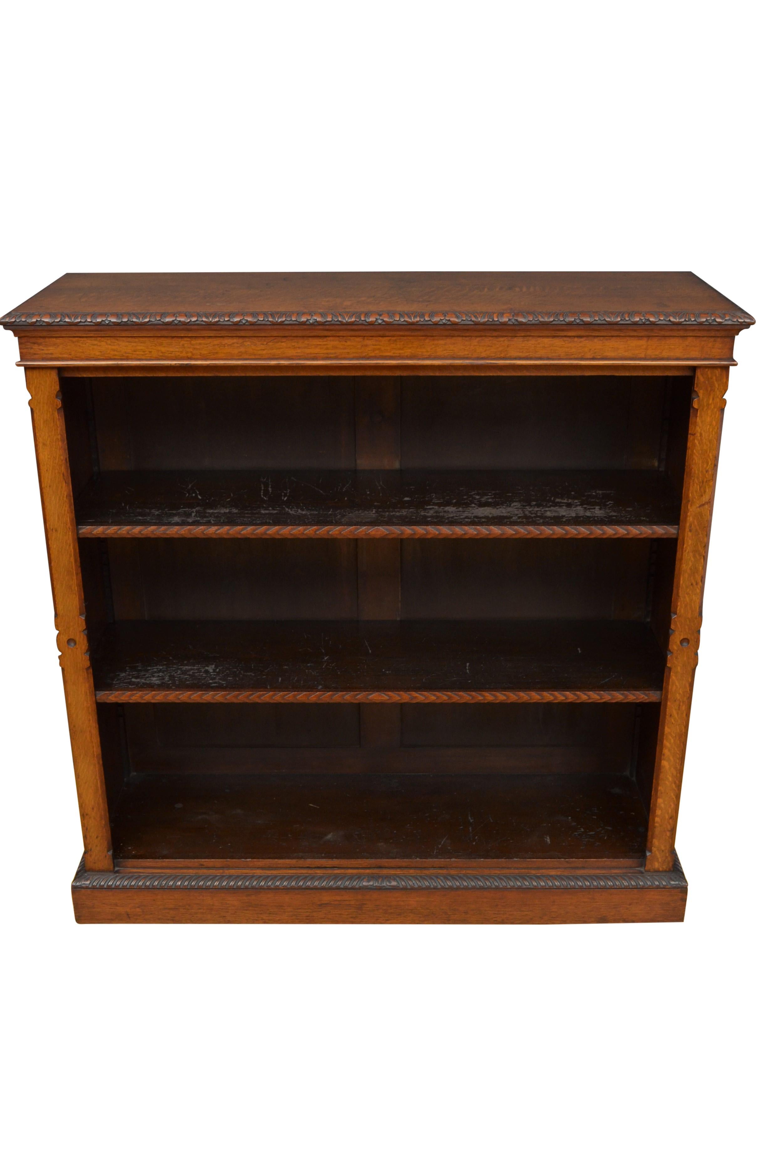 19th Century Victorian Oak Open Bookcase For Sale