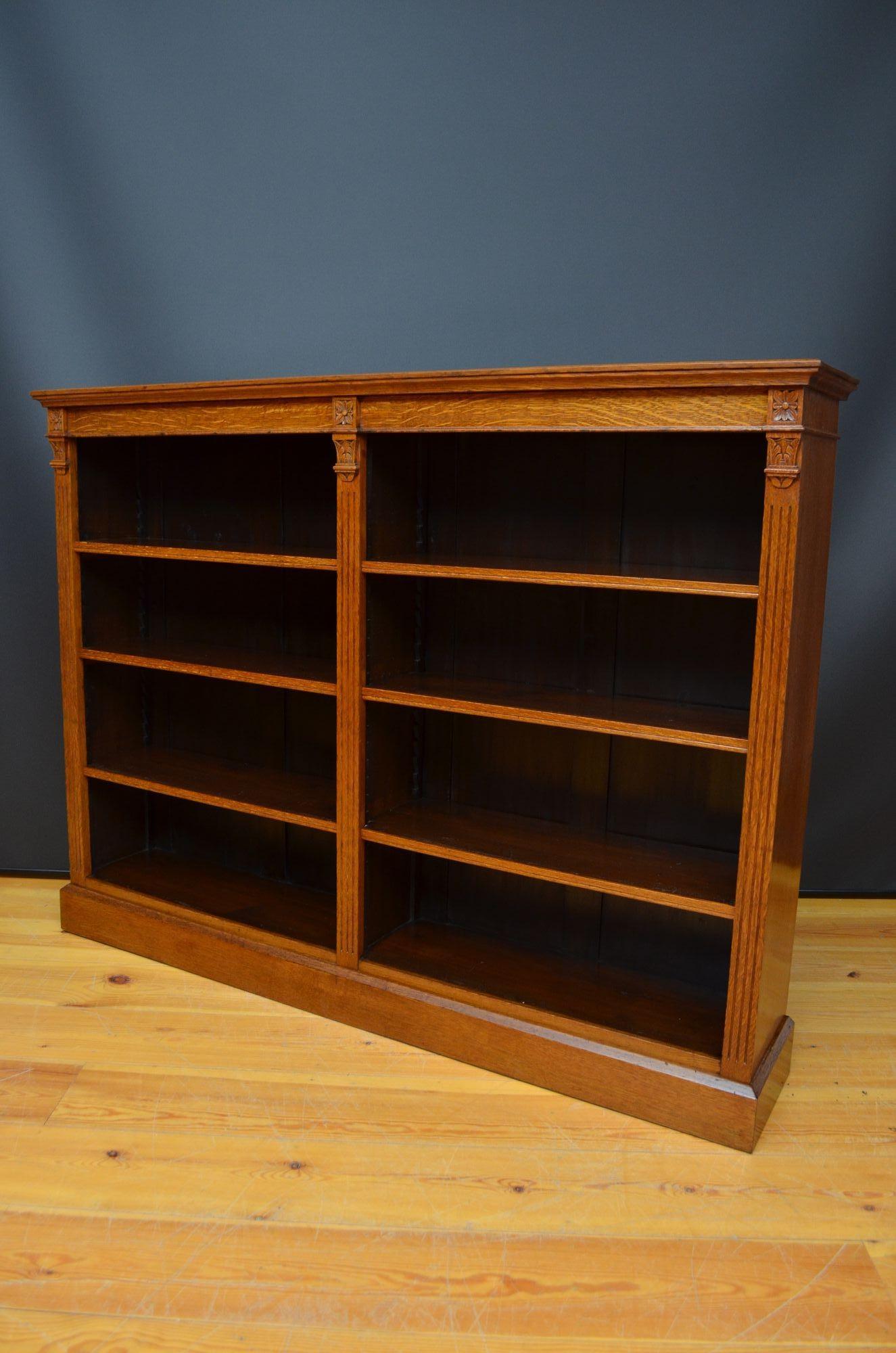 Victorian Oak Open Bookcase For Sale 4