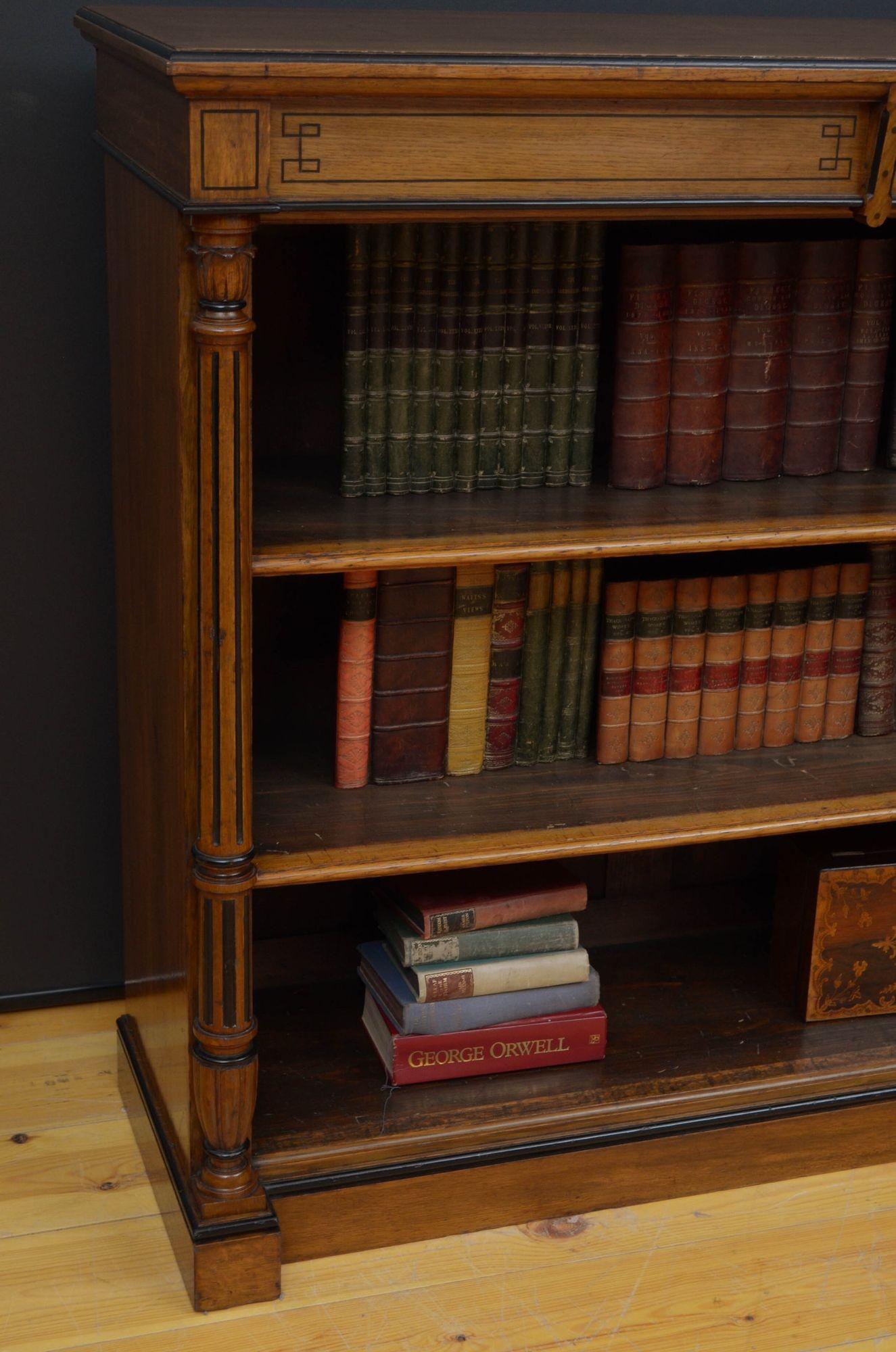 Victorian Oak Open Bookcase For Sale 4
