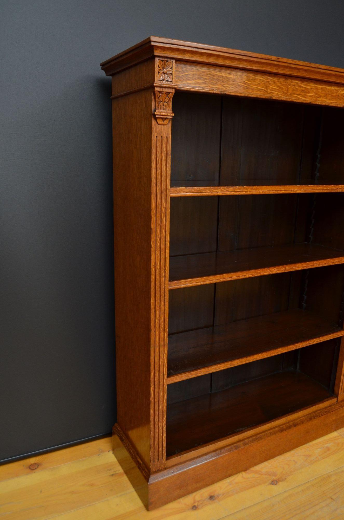 Victorian Oak Open Bookcase For Sale 5