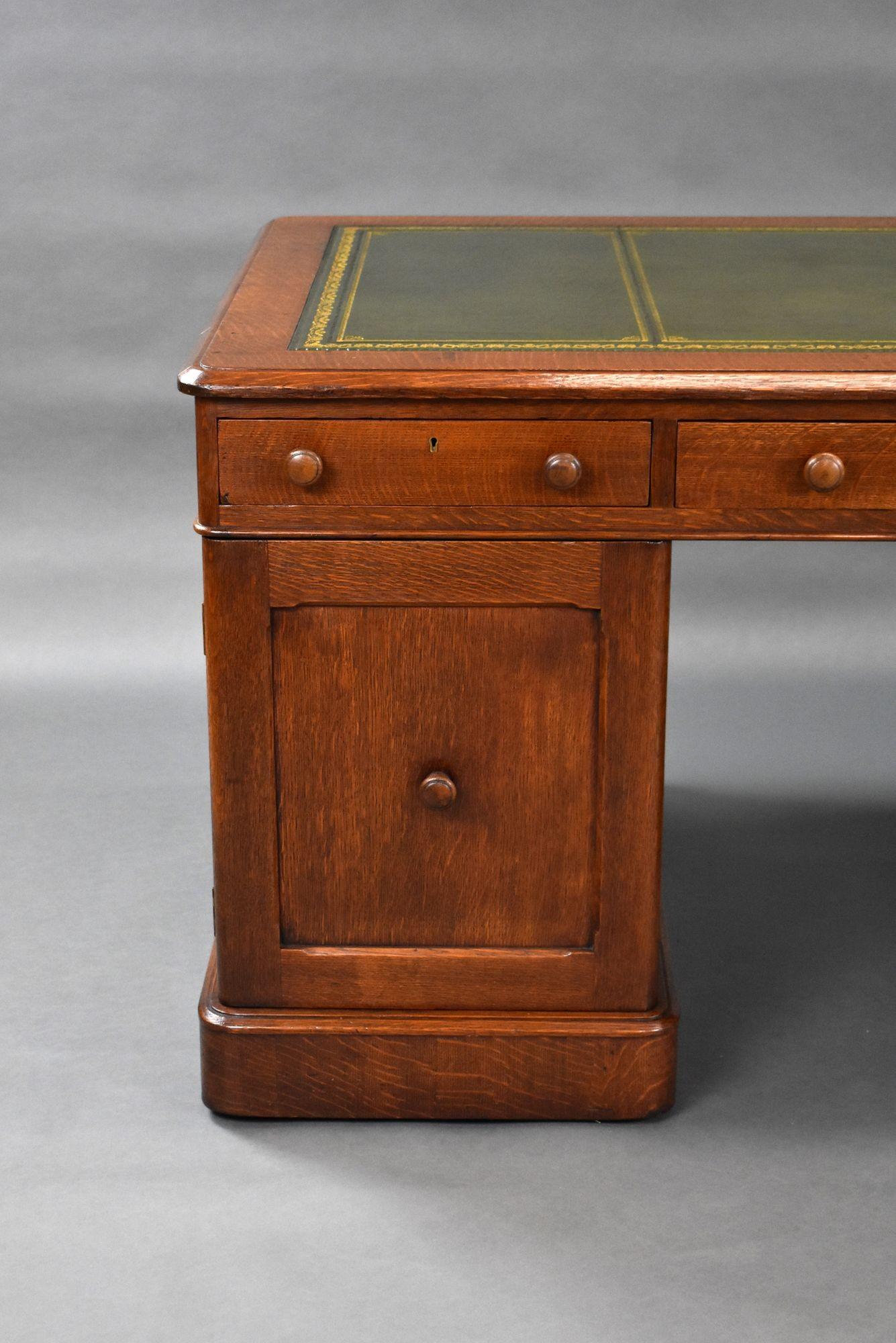 Victorian Oak Partners Desk For Sale 5