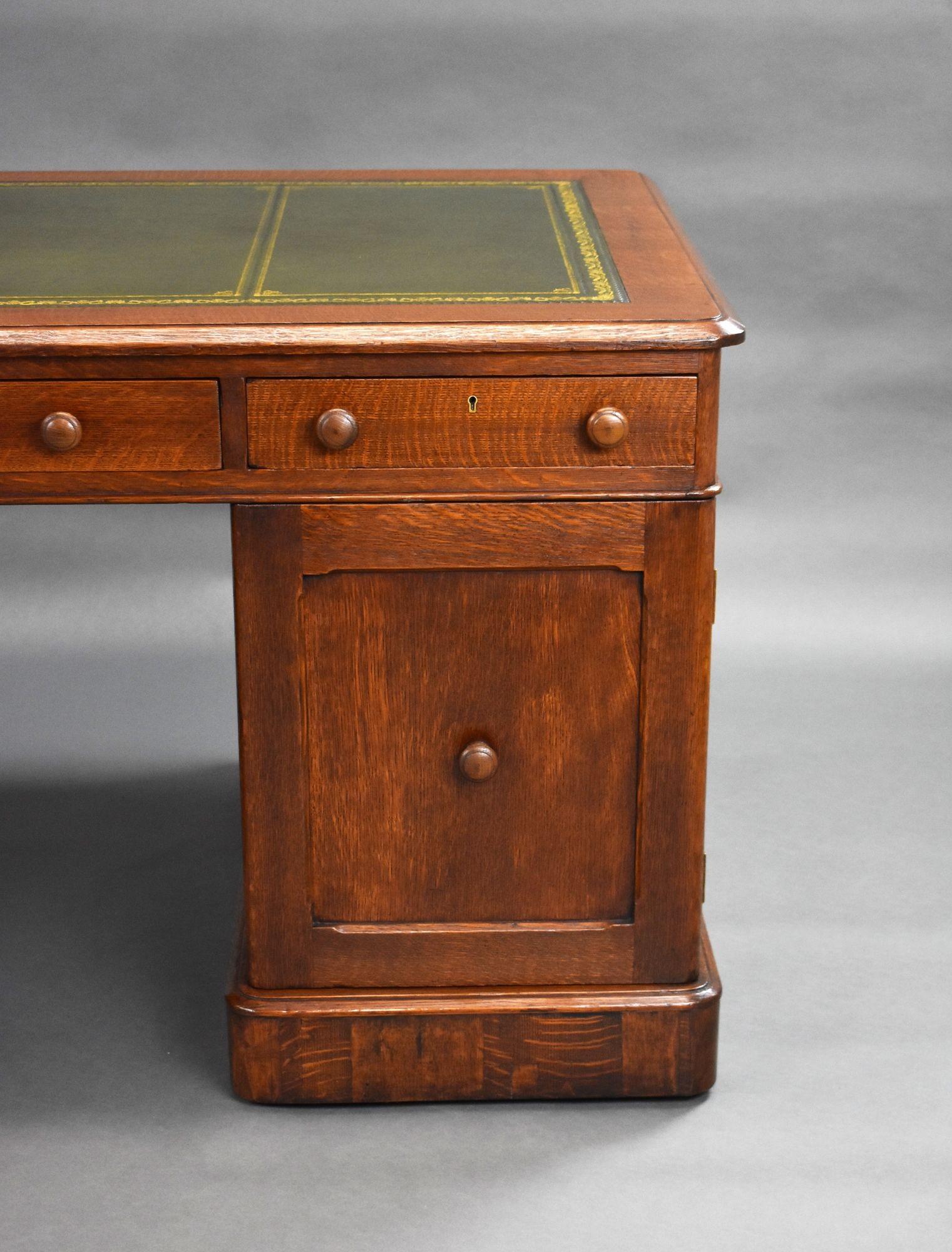 Victorian Oak Partners Desk For Sale 6