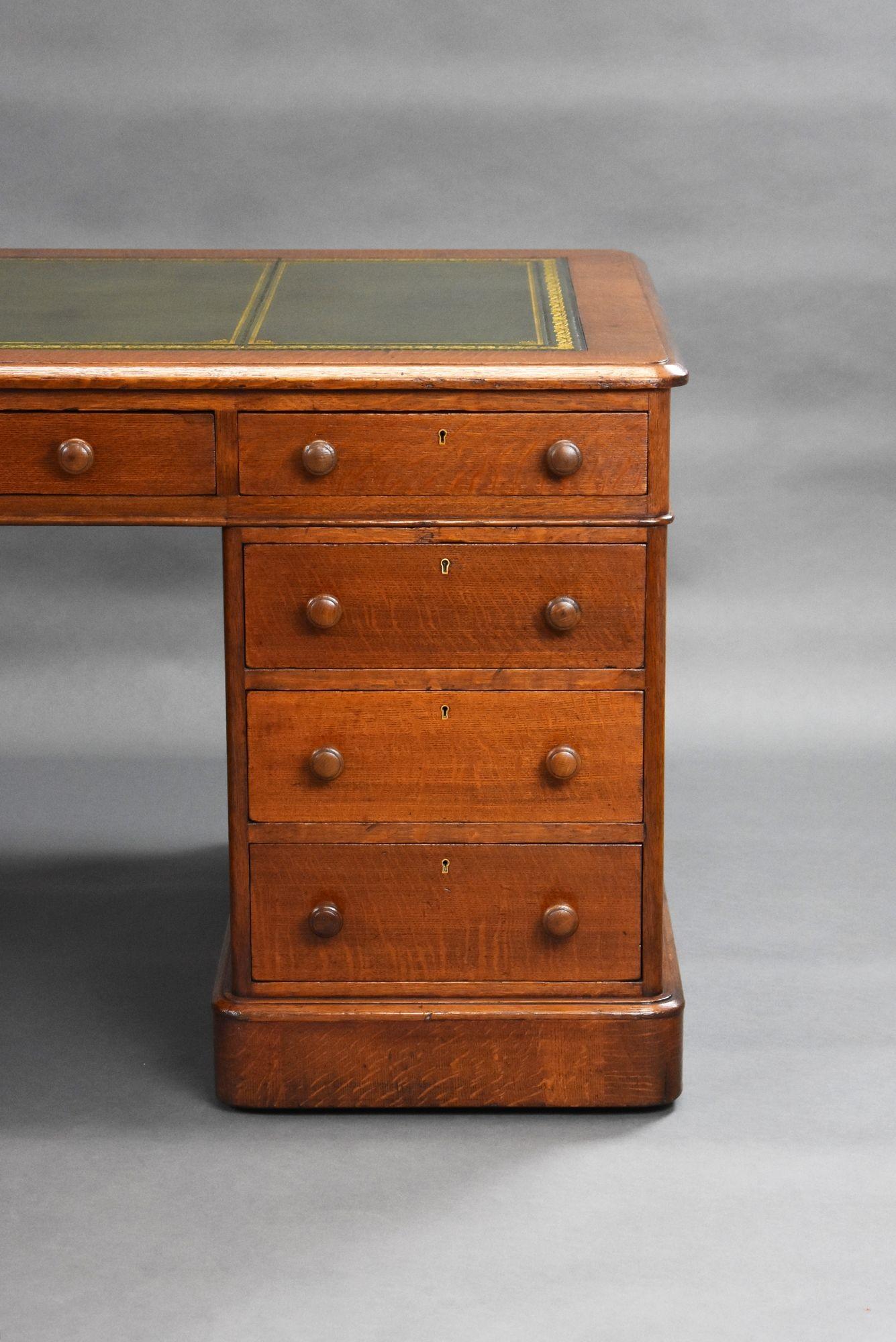Victorian Oak Partners Desk For Sale 4