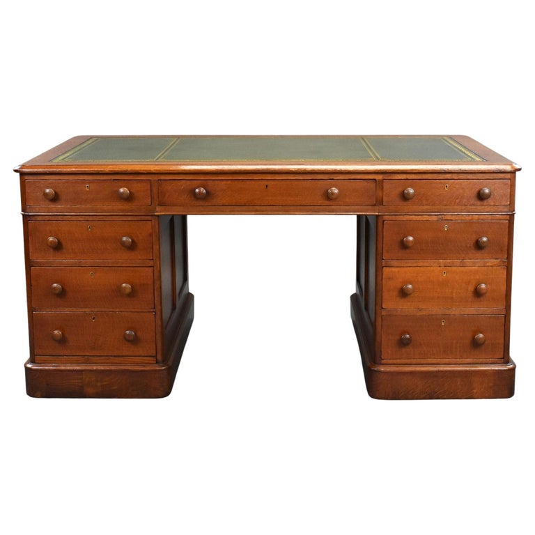 Victorian Oak Partners Desk For Sale at 1stDibs