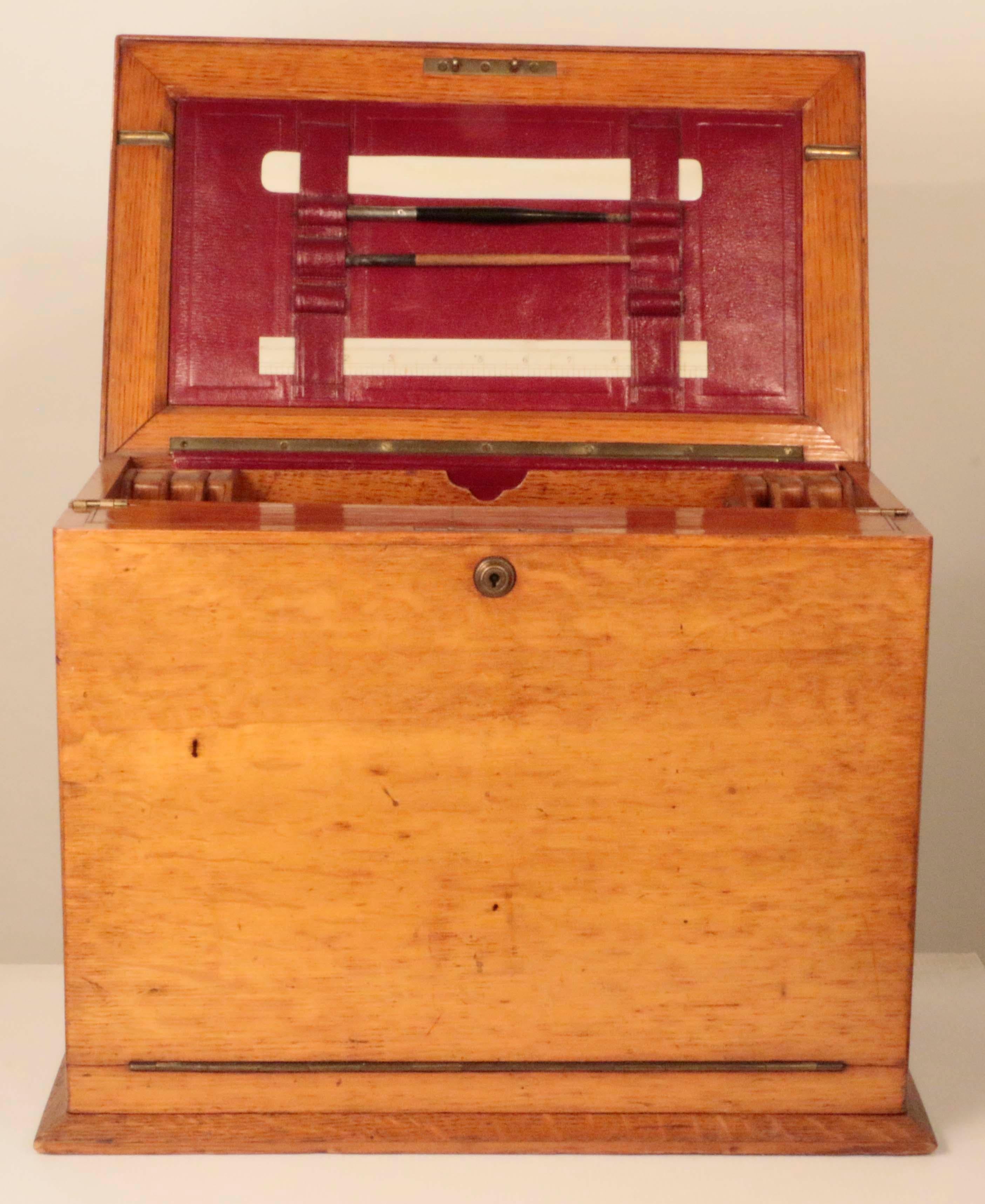 Hand-Crafted Victorian Oak Portable Stationary Cabinet and Office