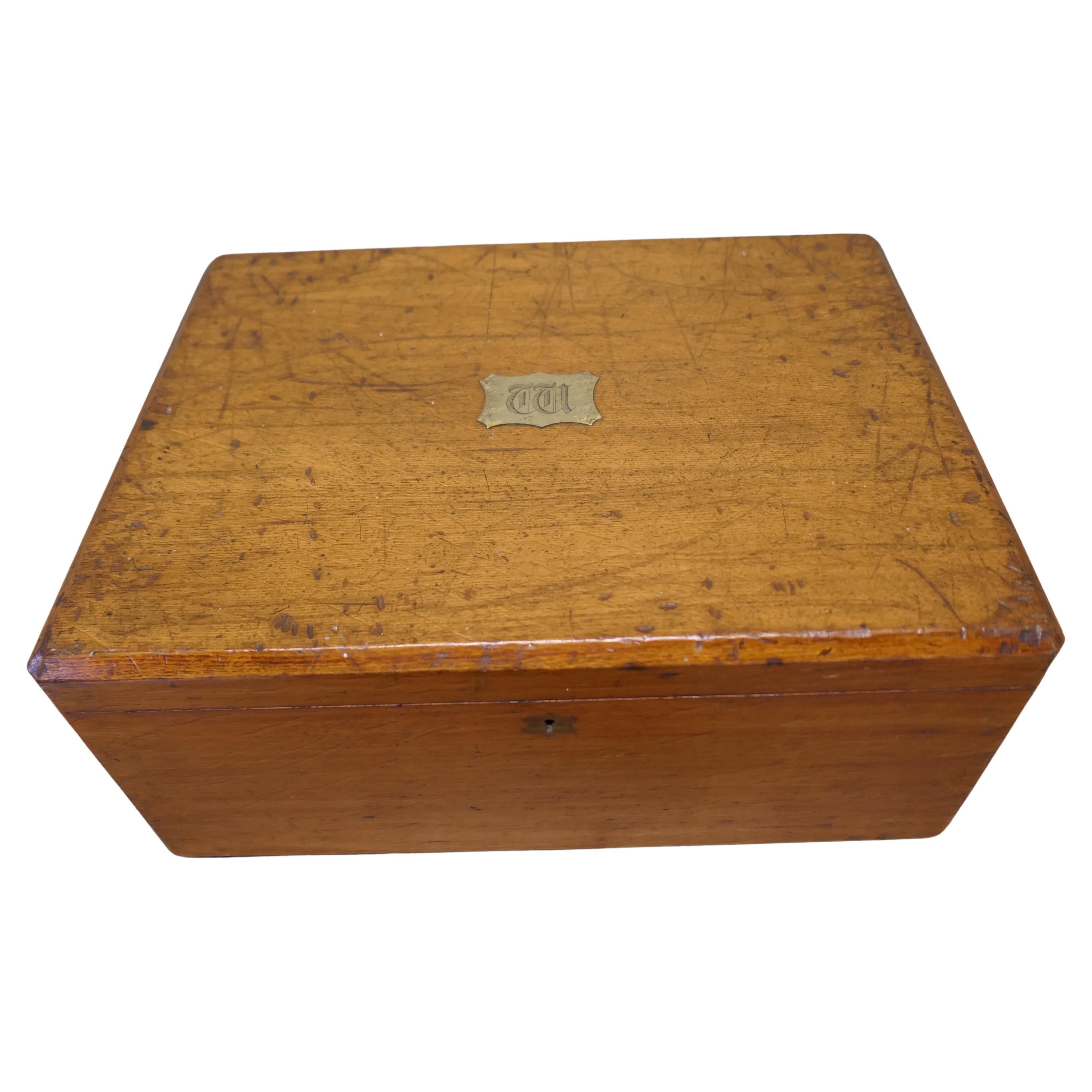 Victorian Oak Presentation Box, 19th Century, Arts and Crafts Style For Sale