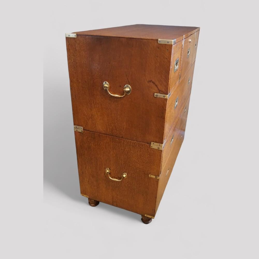 Victorian oak secretaire campaign chest For Sale 2