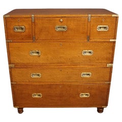 Used Victorian oak secretaire campaign chest