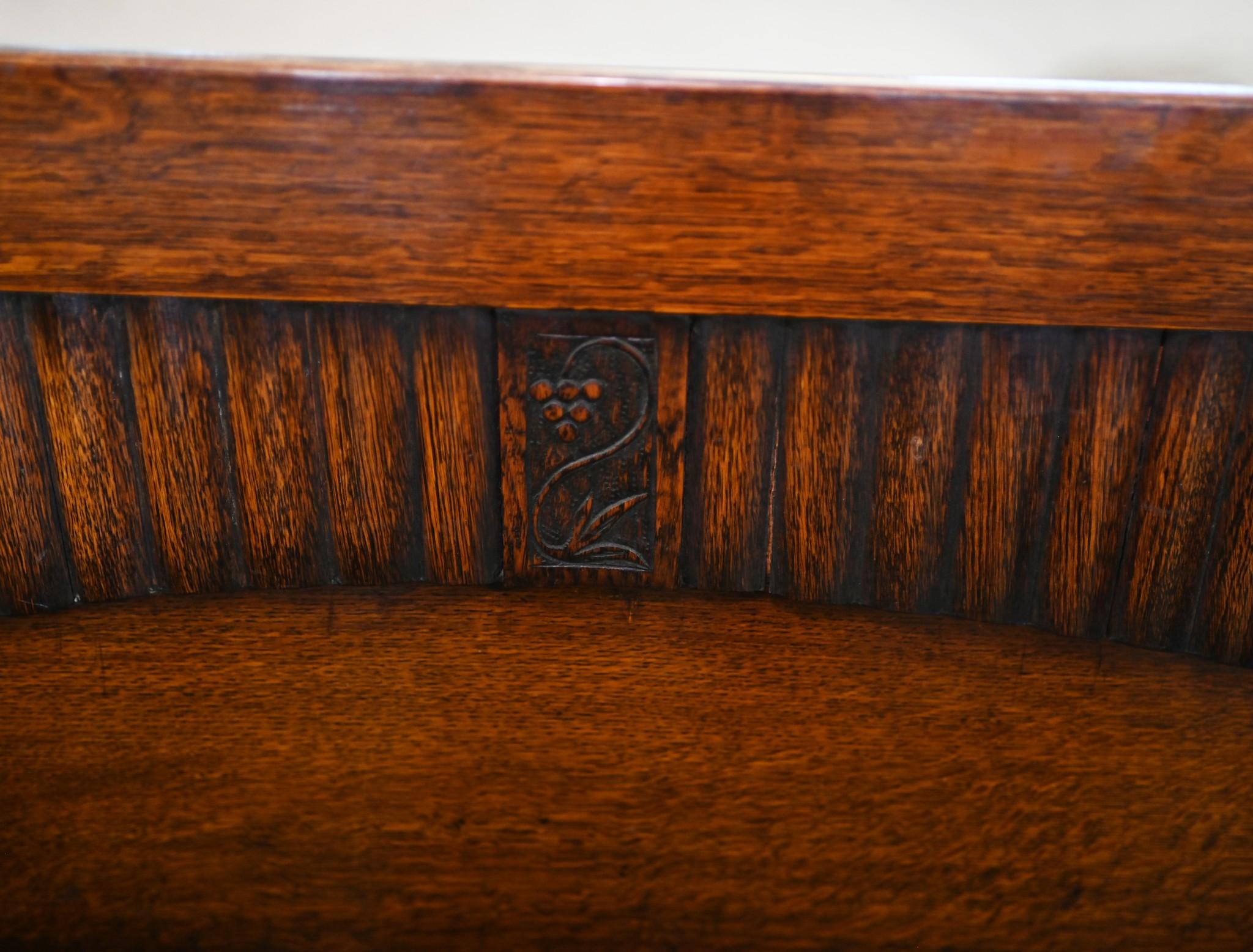 Victorian Oak Settle Monks Bench 1850 Gothic For Sale 1