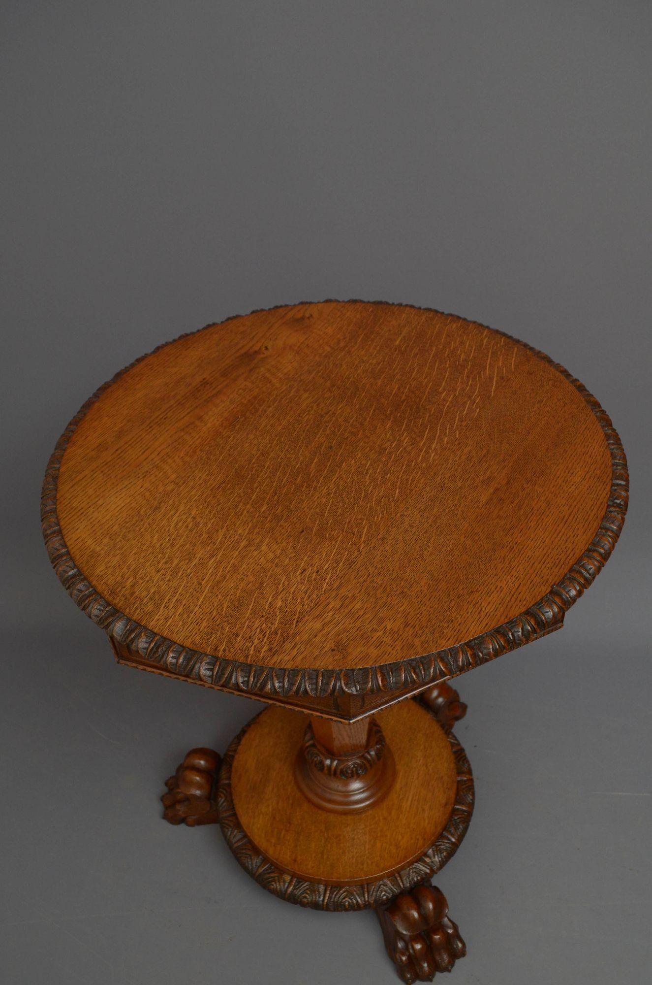 Victorian Oak Side Table In Good Condition In Whaley Bridge, GB