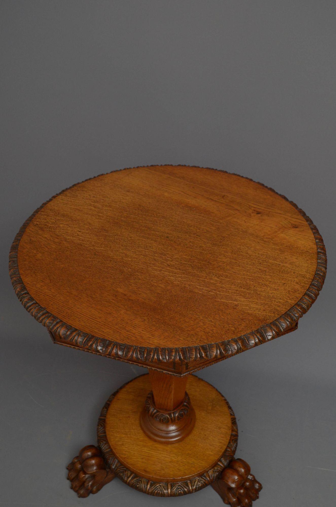 19th Century Victorian Oak Side Table