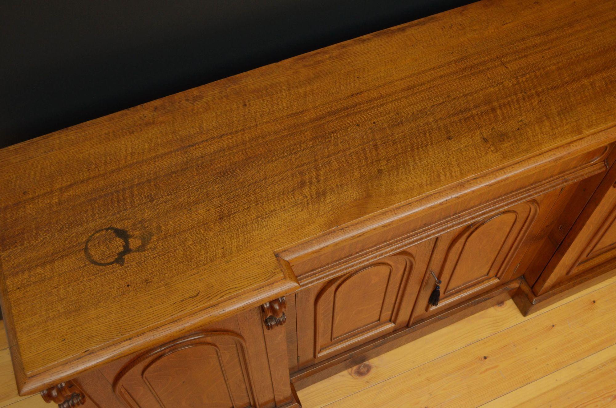 British Victorian Oak Sideboard For Sale