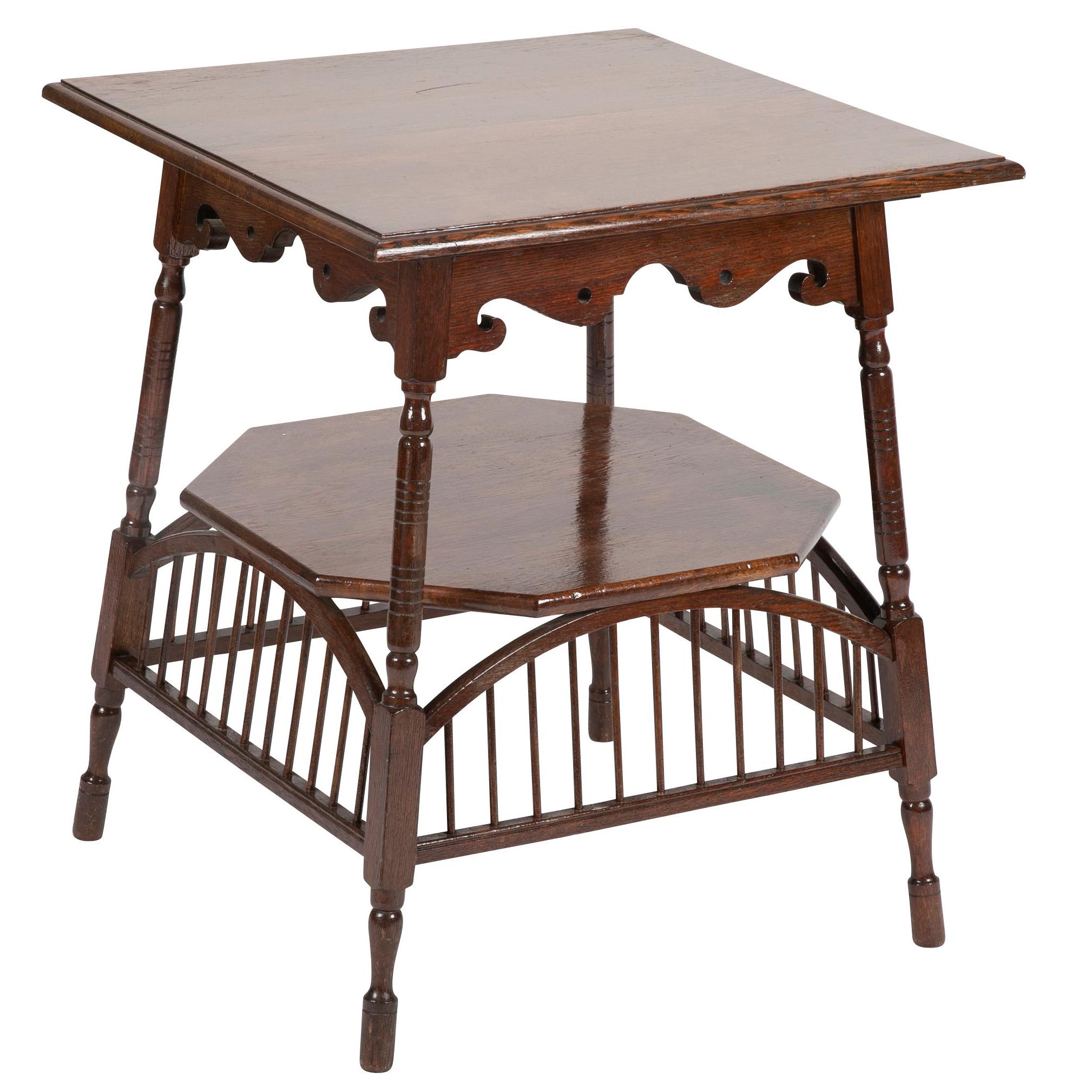 Victorian Oak Spindle Table For Sale