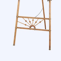 Victorian Oak Stick & Ball Adjustable Easel With Mirror & Brass Caps c1910