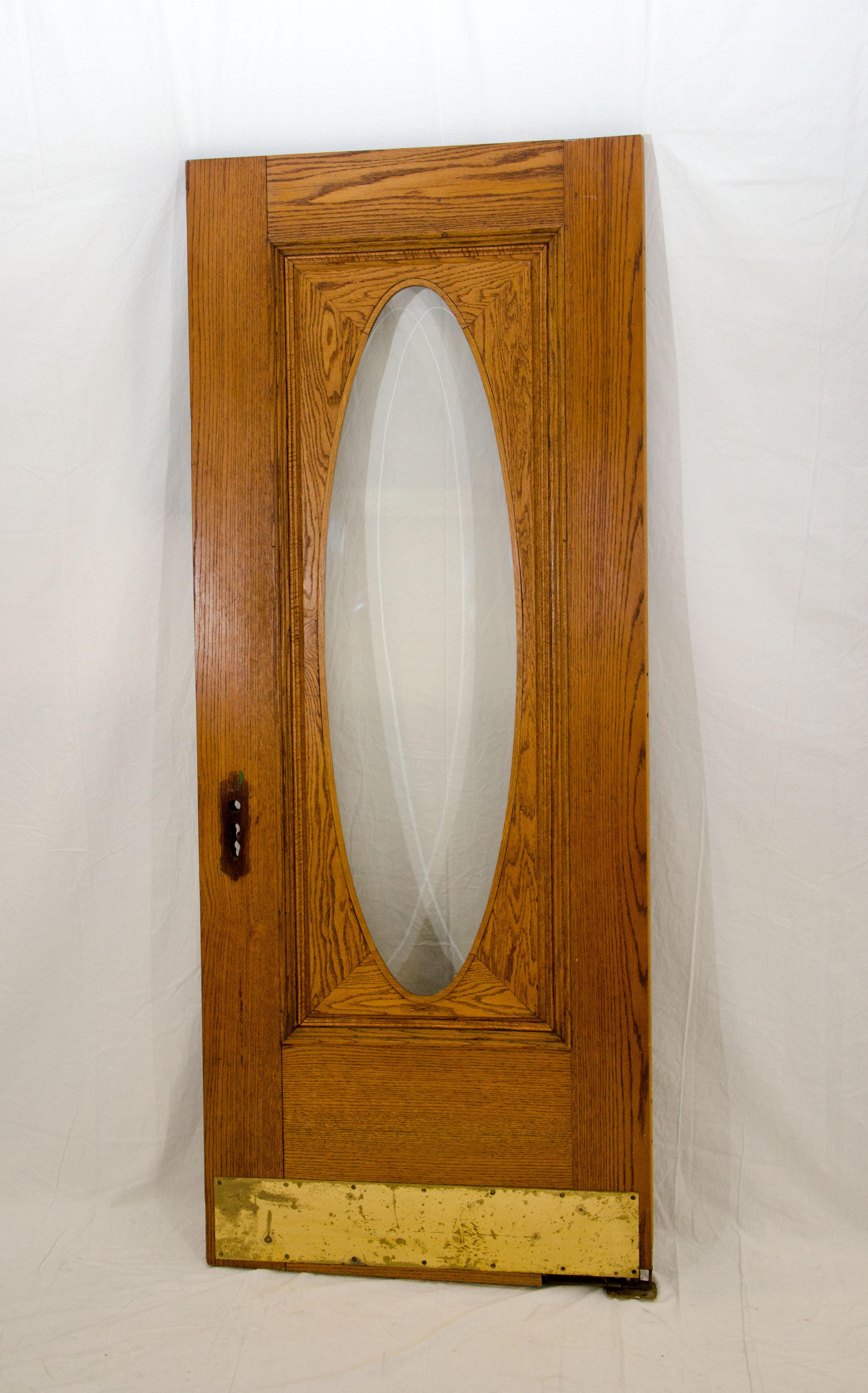 Victorian Oak Swinging Door, Oval Beveled Glass 2