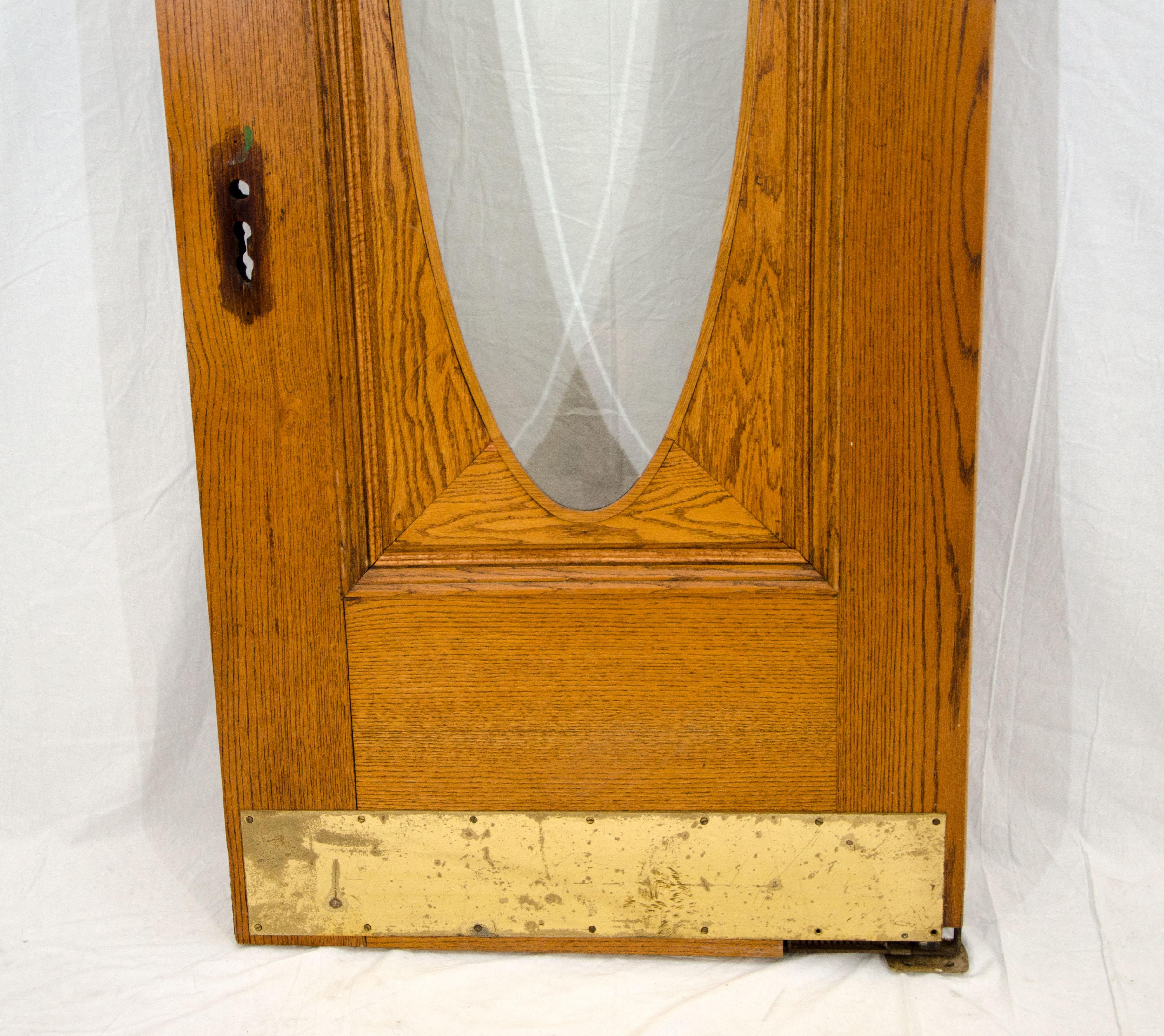 Victorian Oak Swinging Door, Oval Beveled Glass 3