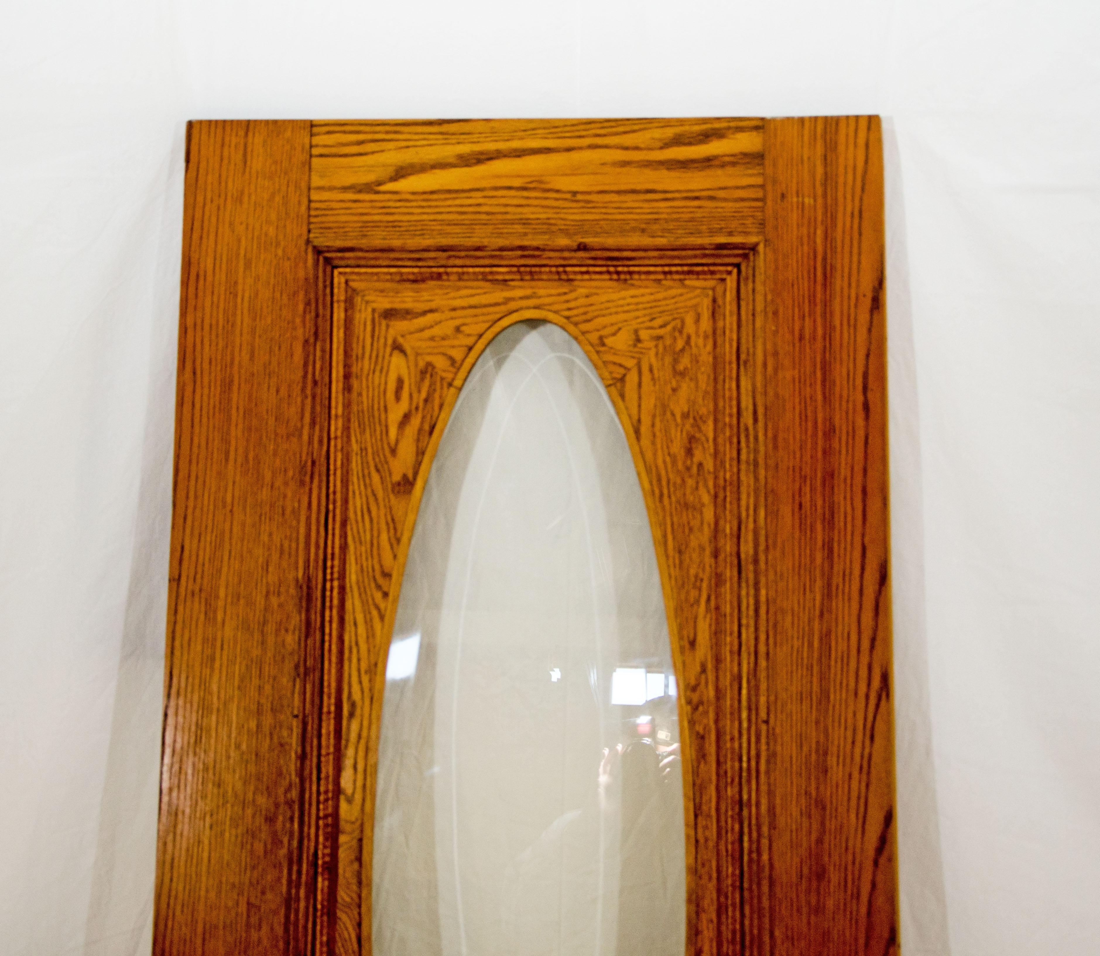 Victorian Oak Swinging Door, Oval Beveled Glass 4