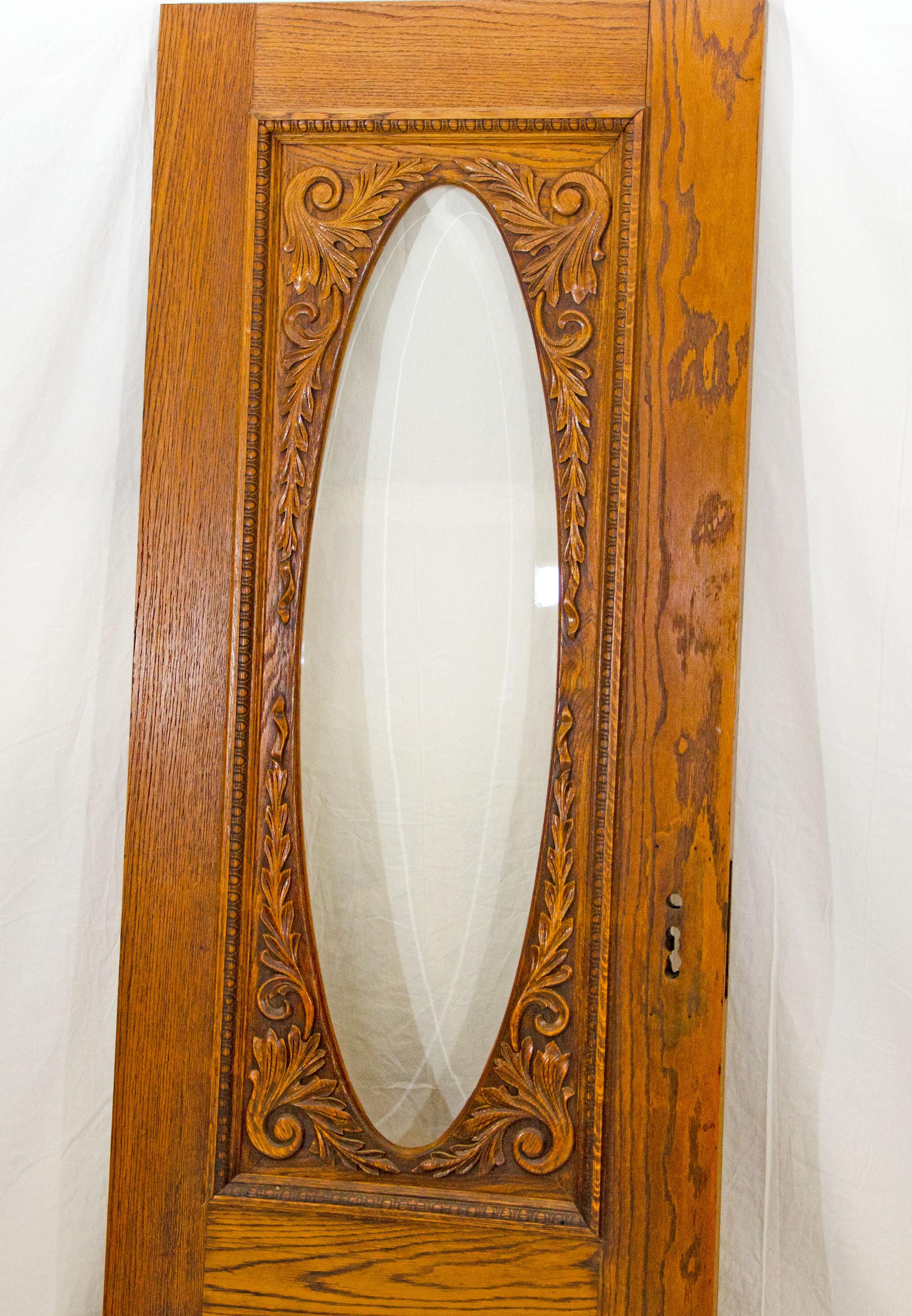 Victorian Oak Swinging Door Oval, Oval Beveled Door Mirror