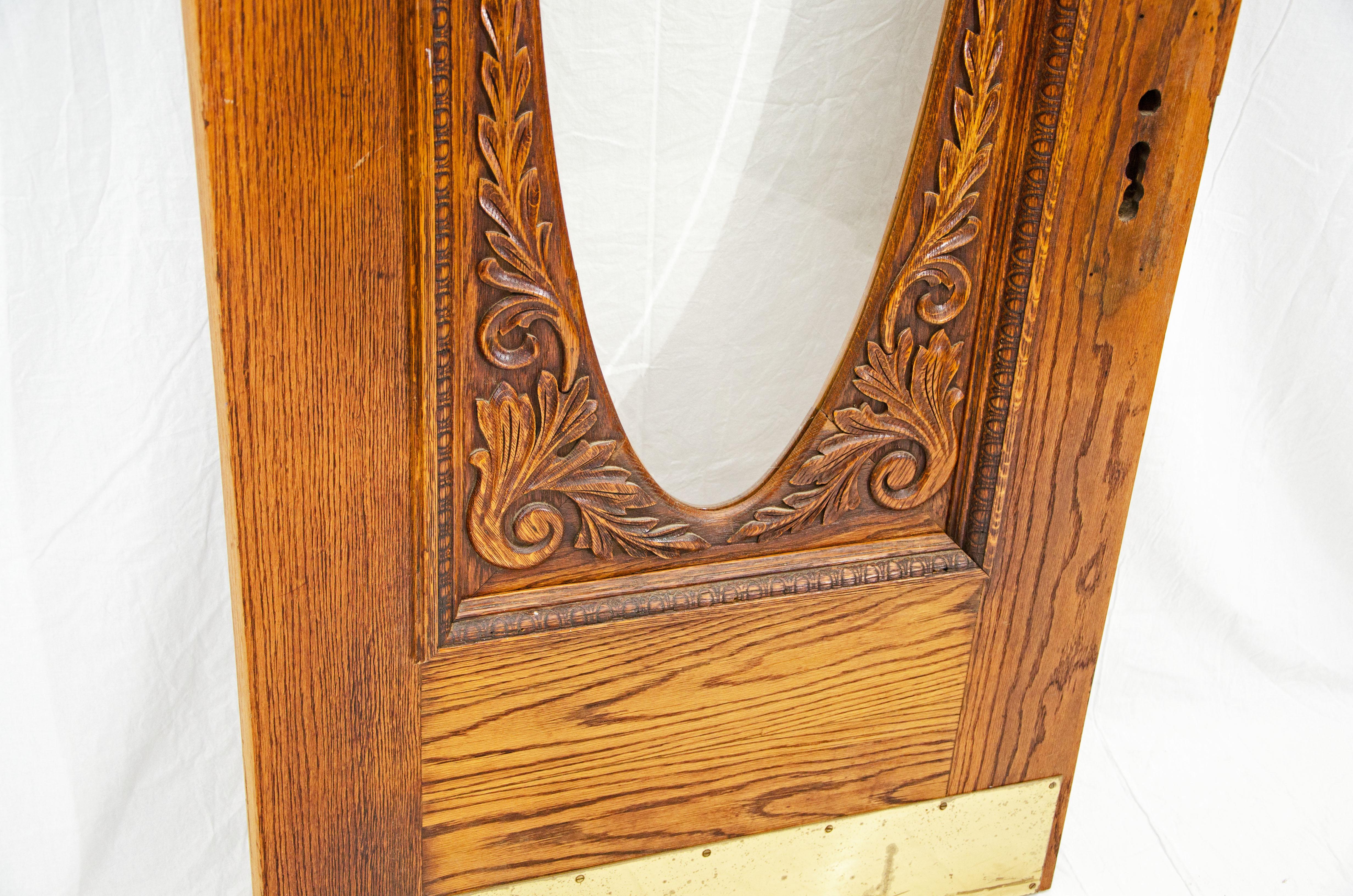 American Victorian Oak Swinging Door, Oval Beveled Glass