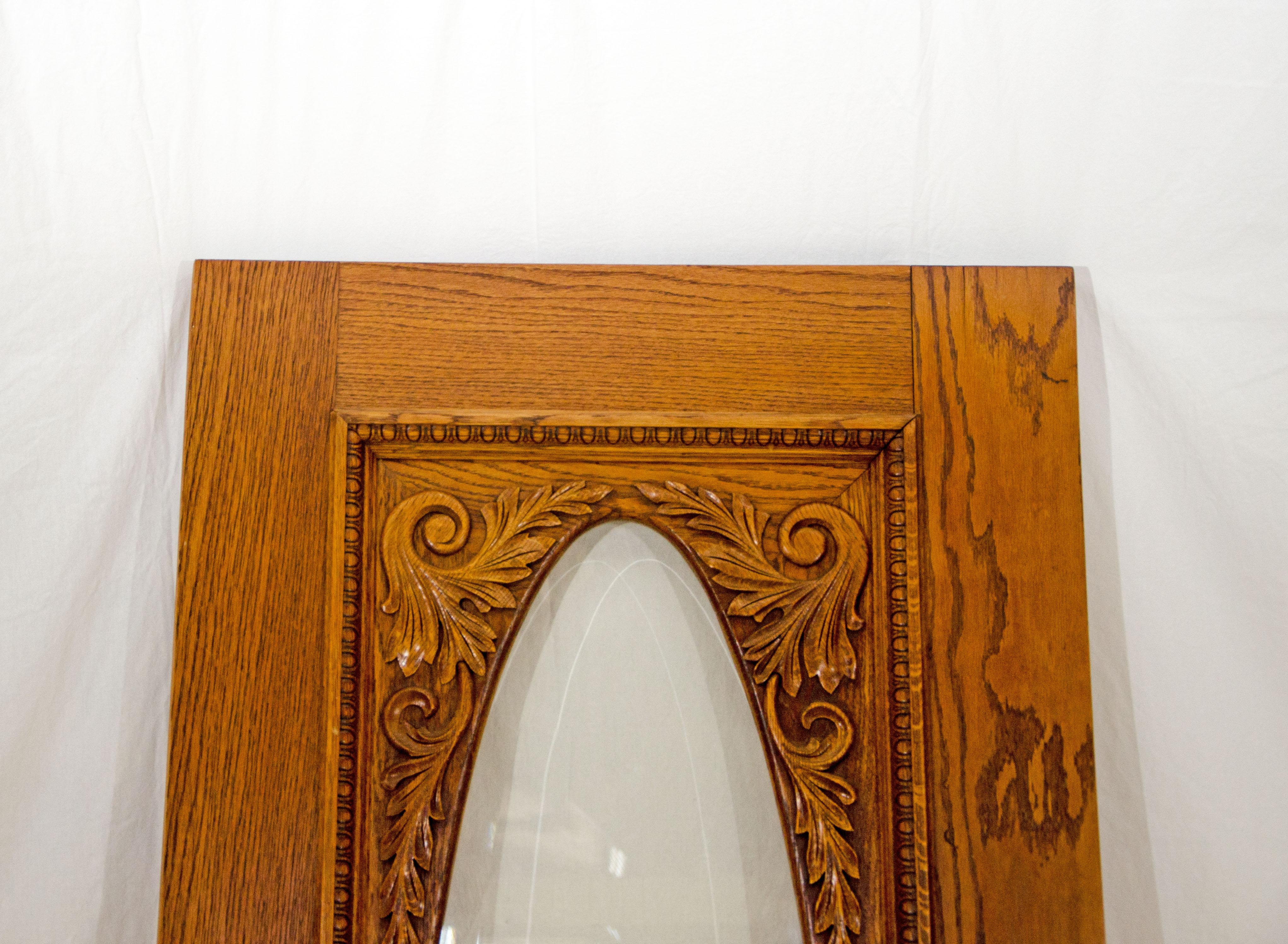 20th Century Victorian Oak Swinging Door, Oval Beveled Glass