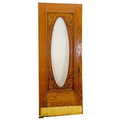 Victorian Oak Swinging Door, Oval Beveled Glass