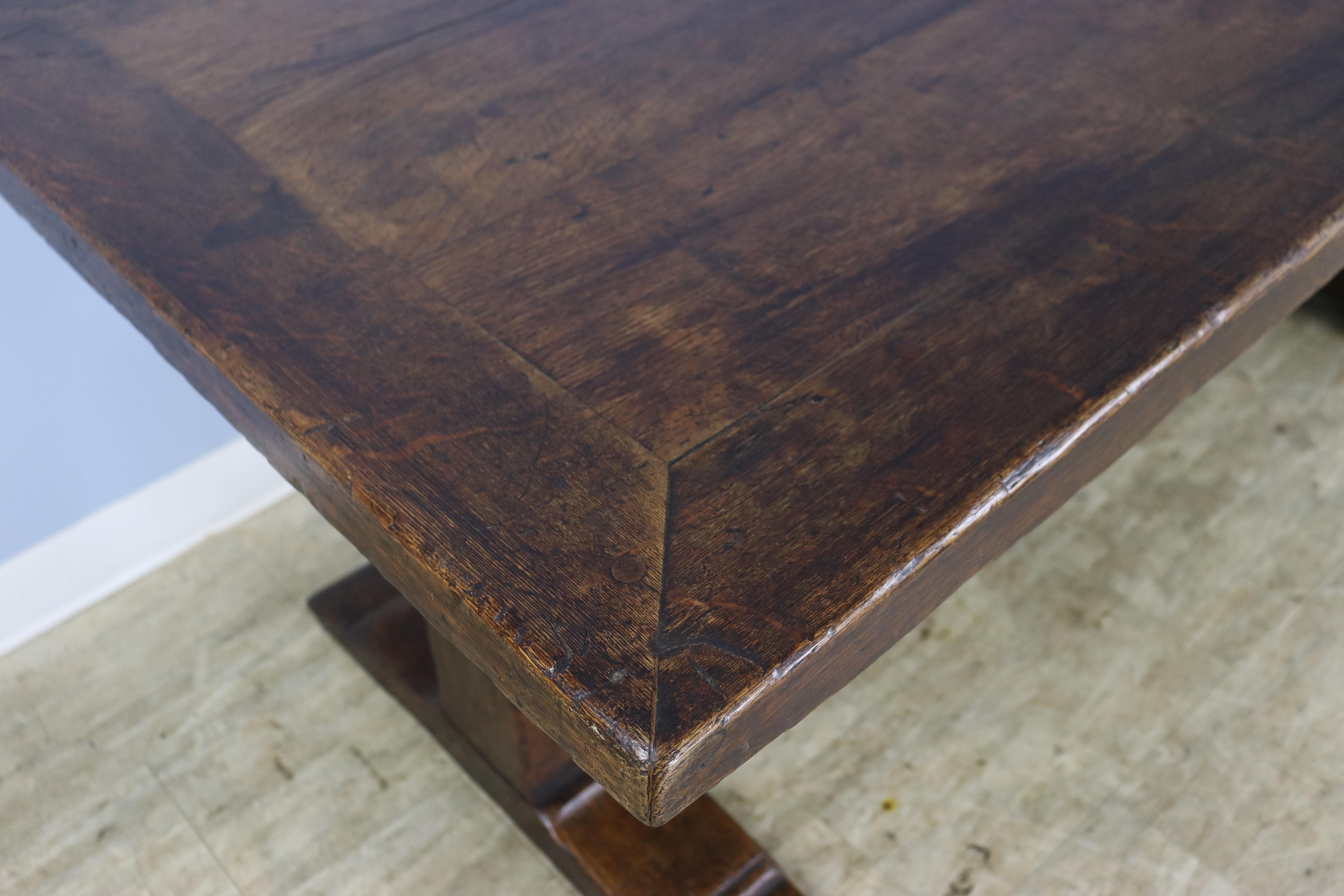 Victorian Oak Testle Based Farm Table Made from Earlier Timber For Sale 5
