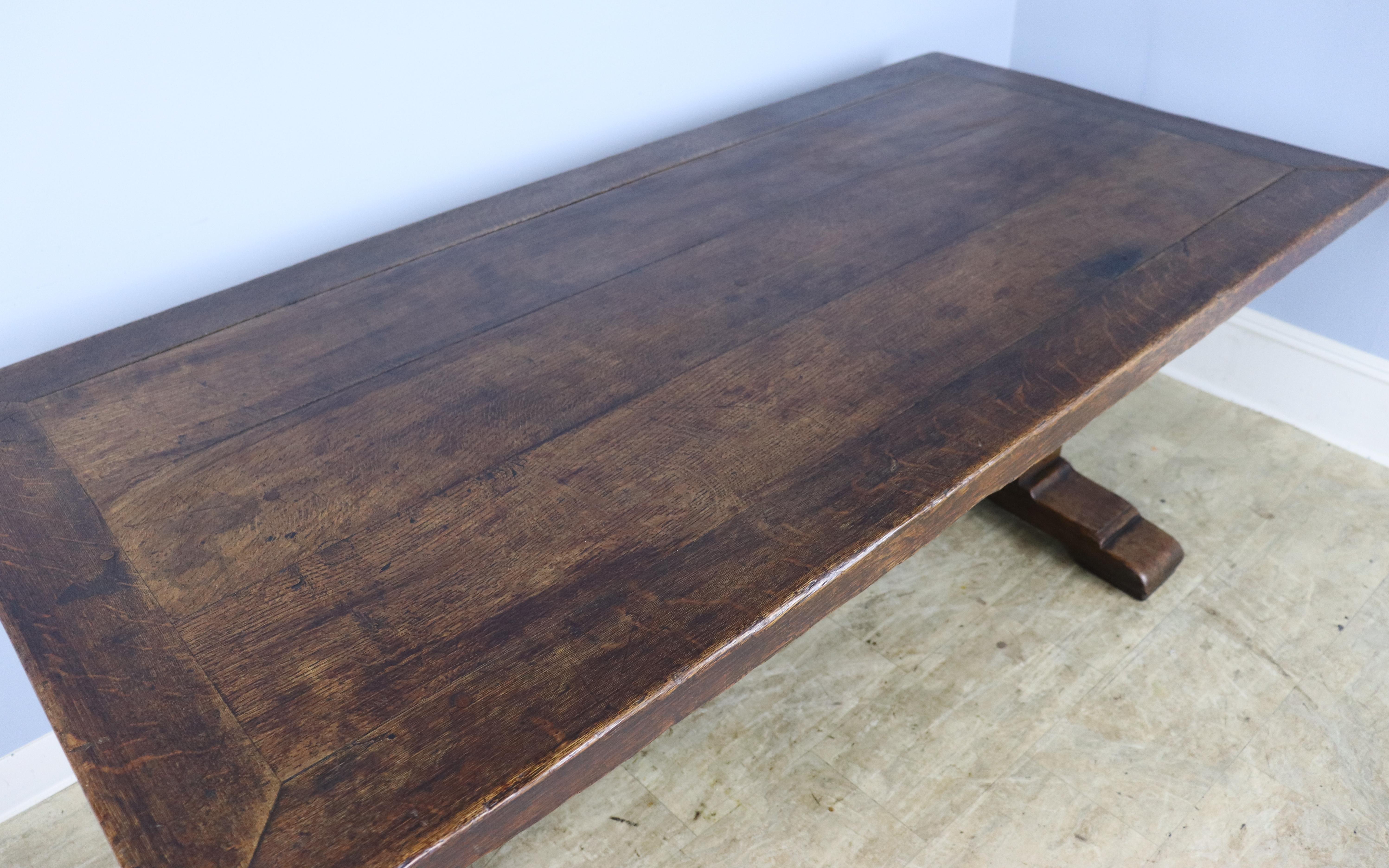 Table de ferme victorienne en chêne à base d'étole fabriquée à partir de bois antérieur en vente 3