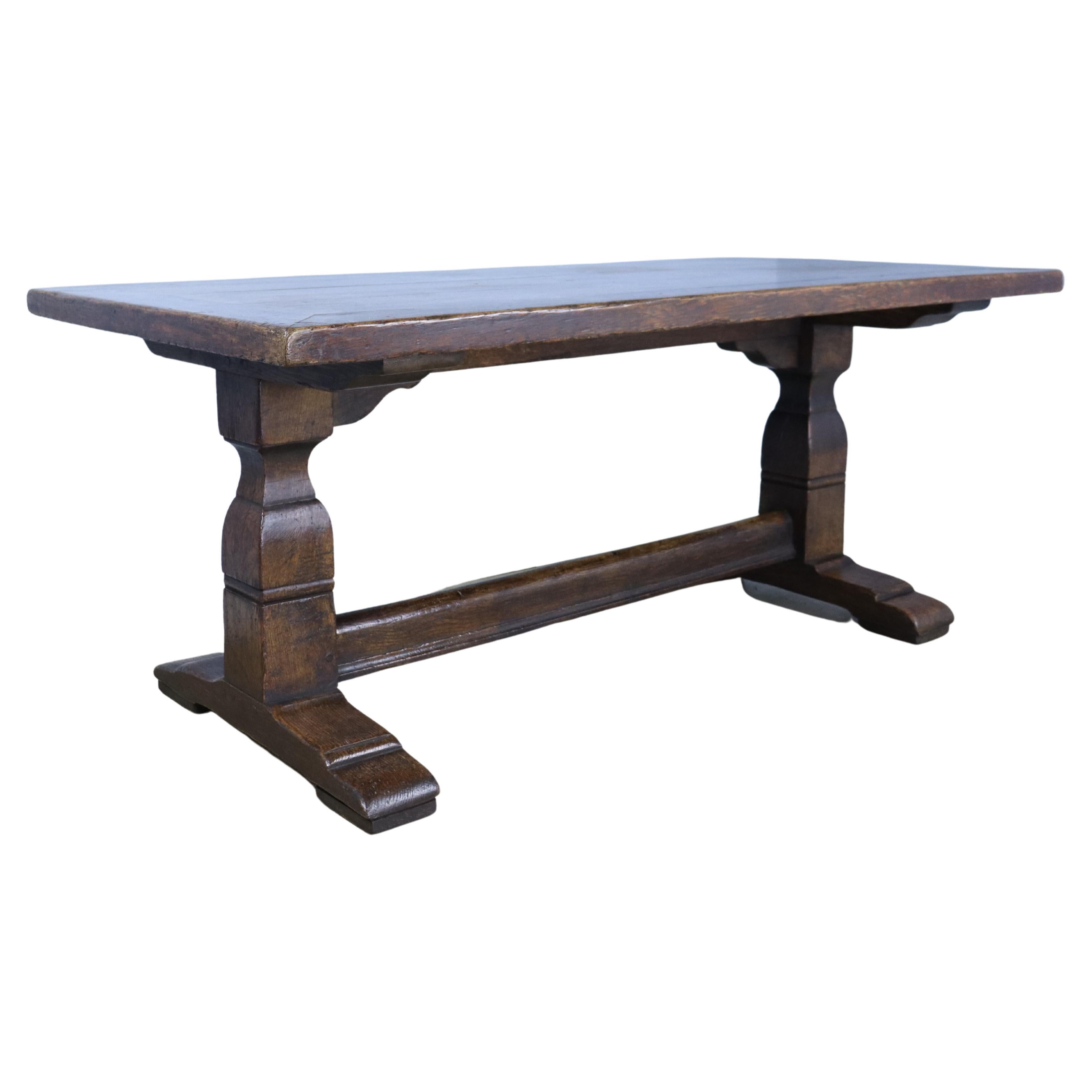 Victorian Oak Testle Based Farm Table Made from Earlier Timber For Sale